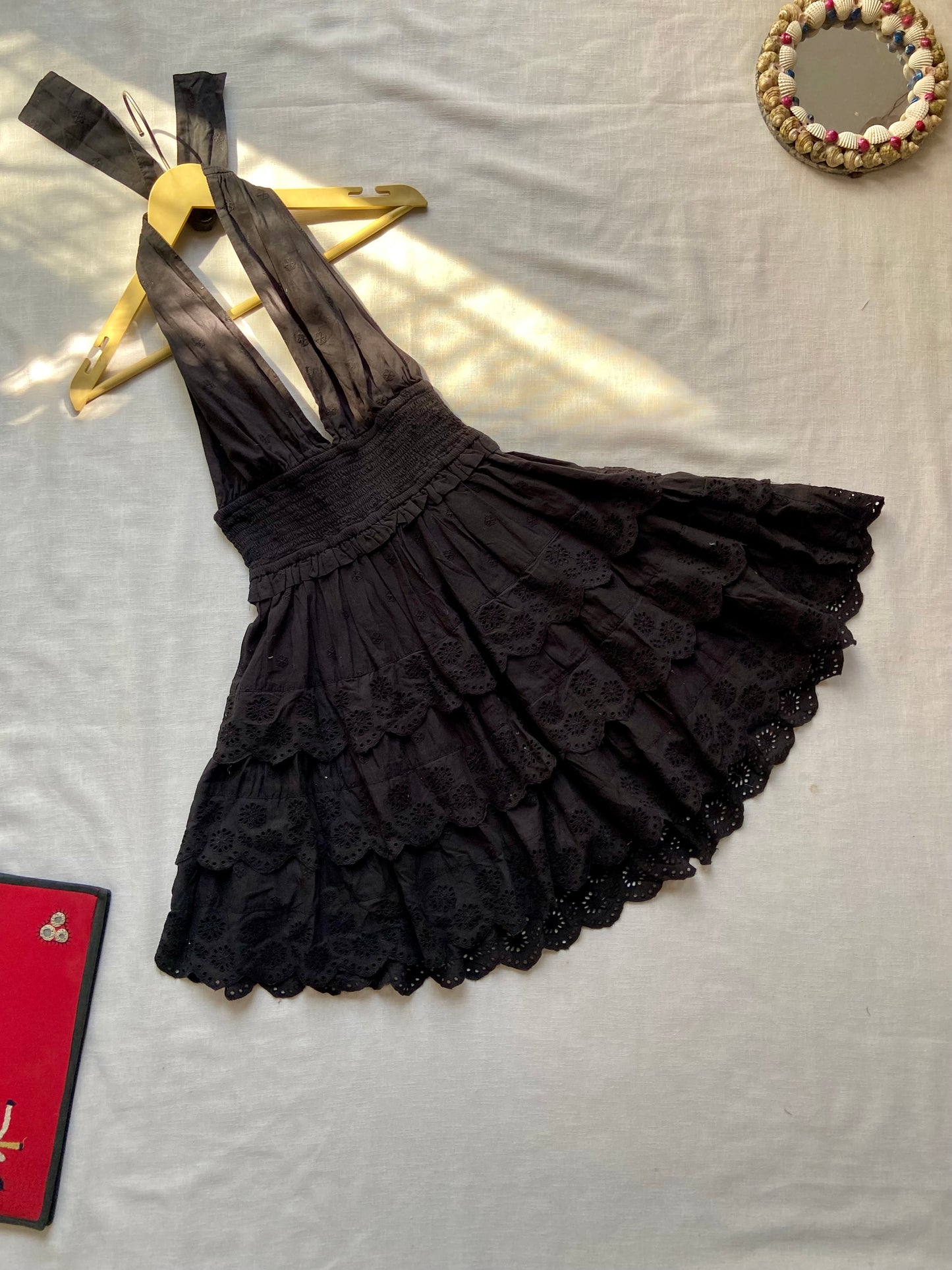 Black Tiered Halter Neck Dress