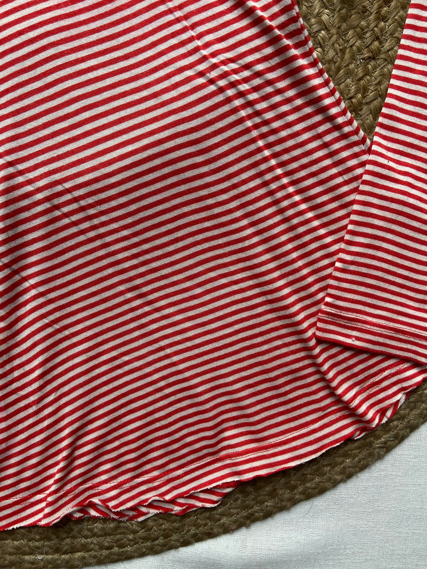 Women's Red and White Striped Long Sleeve Top