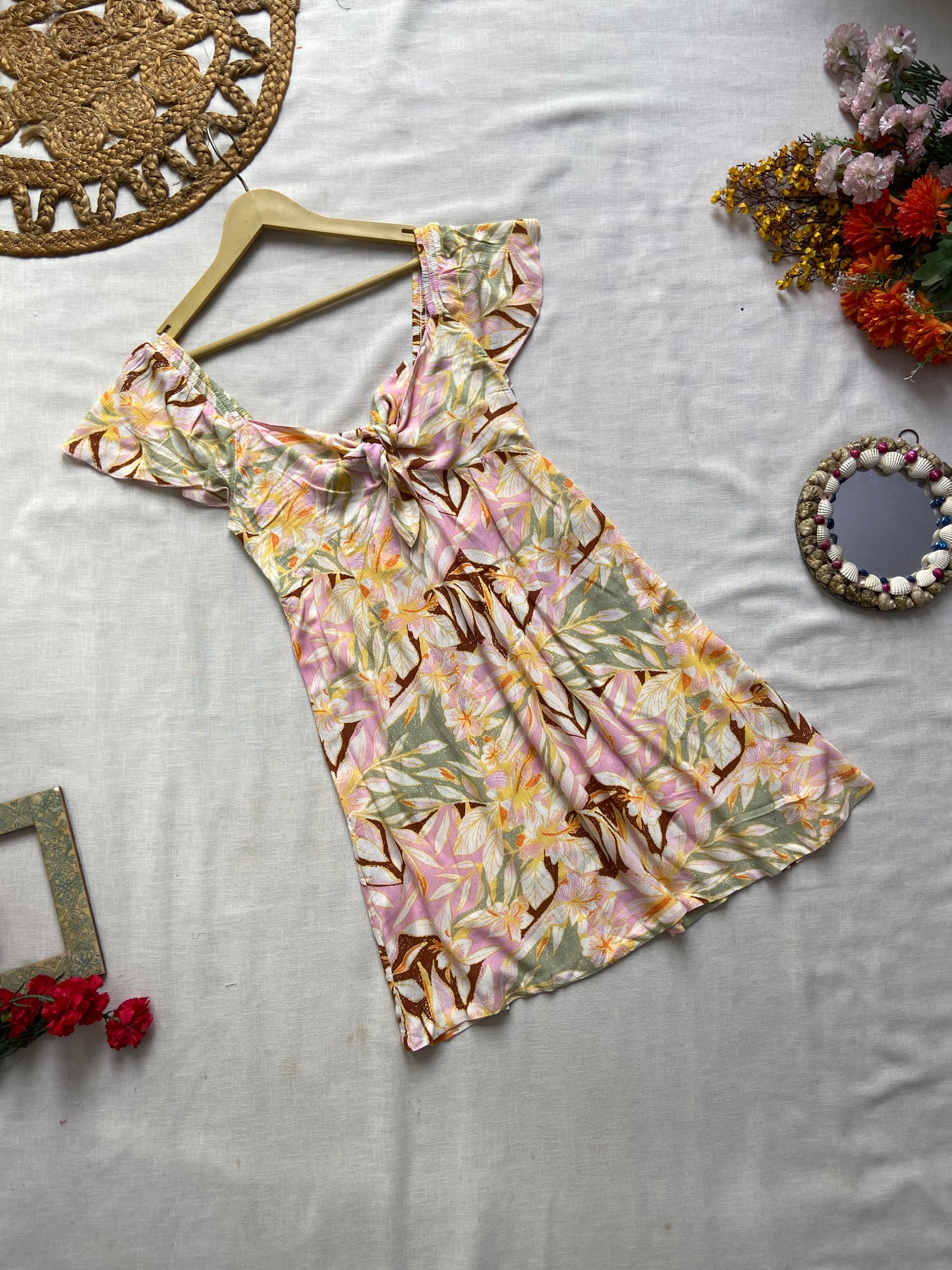 Yellow Floral Mini Dress