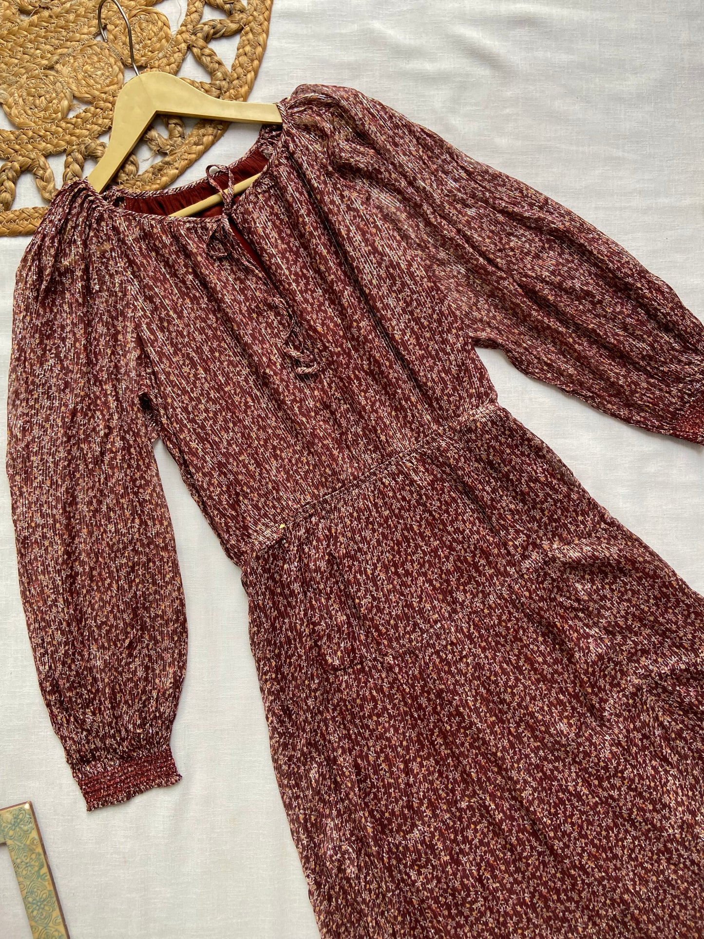 Maroon A Line Floral Maxi