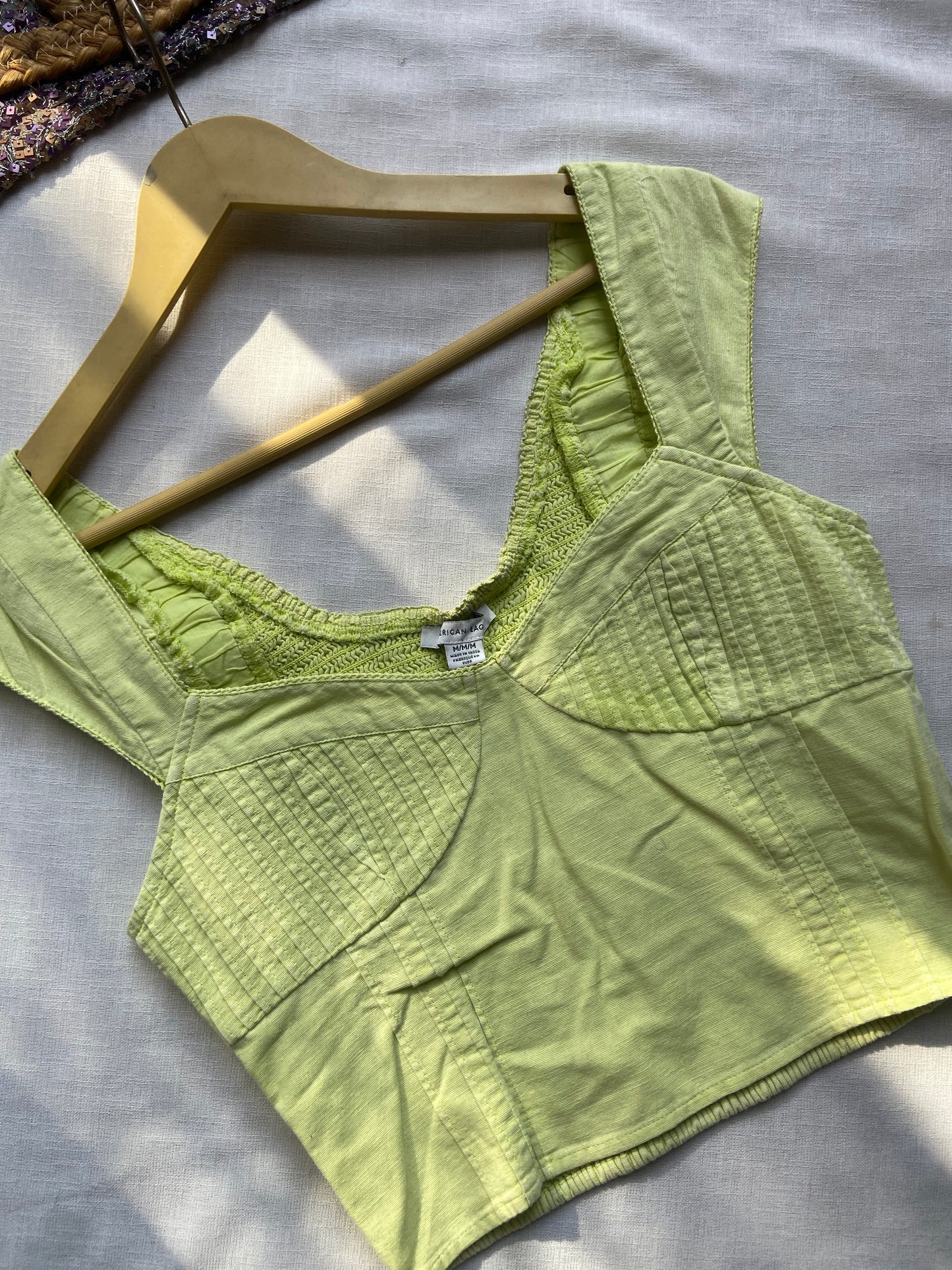 Textured Sleeveless Crop Top – Lime Green
