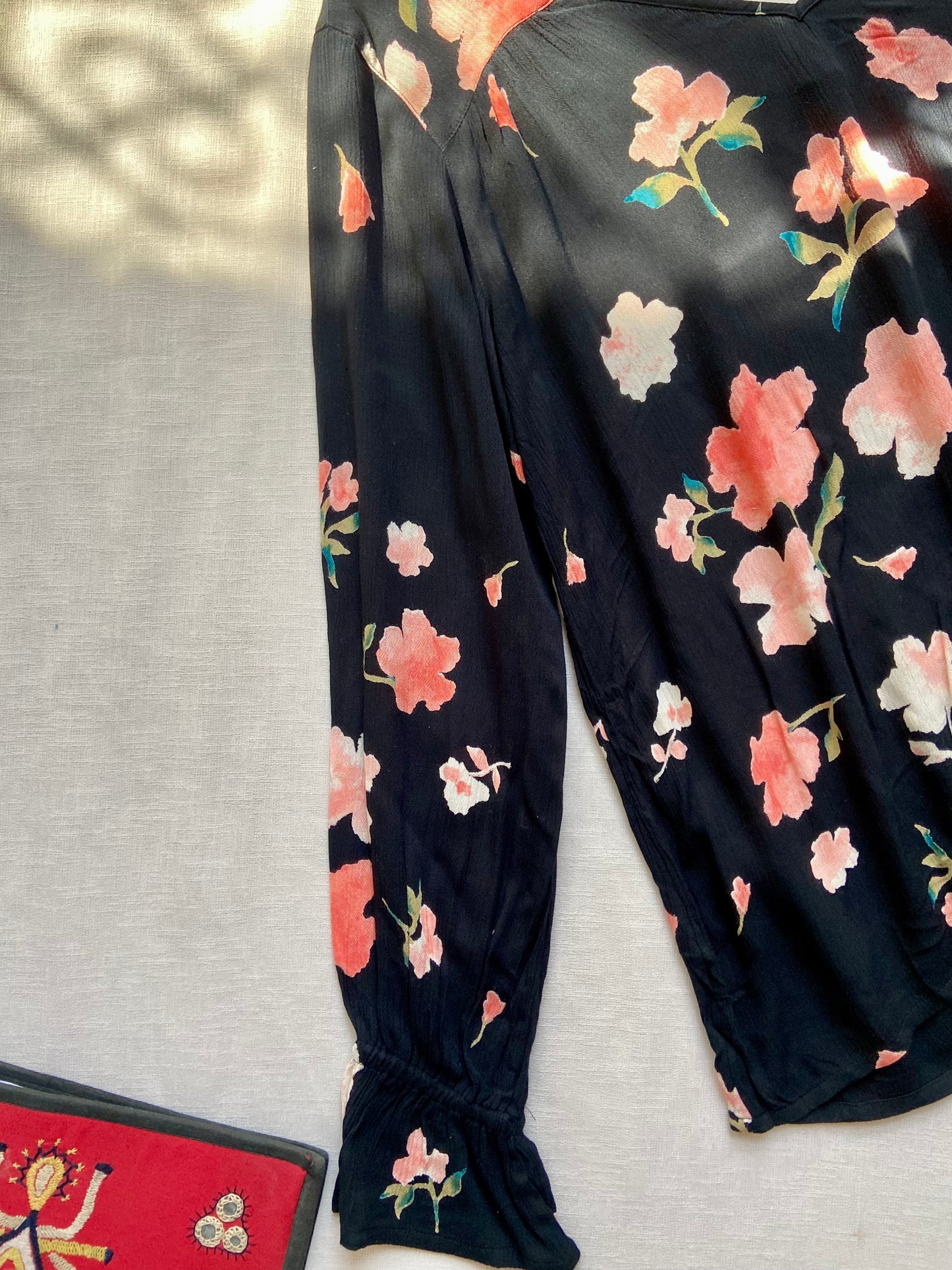 Navy Blue Floral Long Sleeve Women’s Top