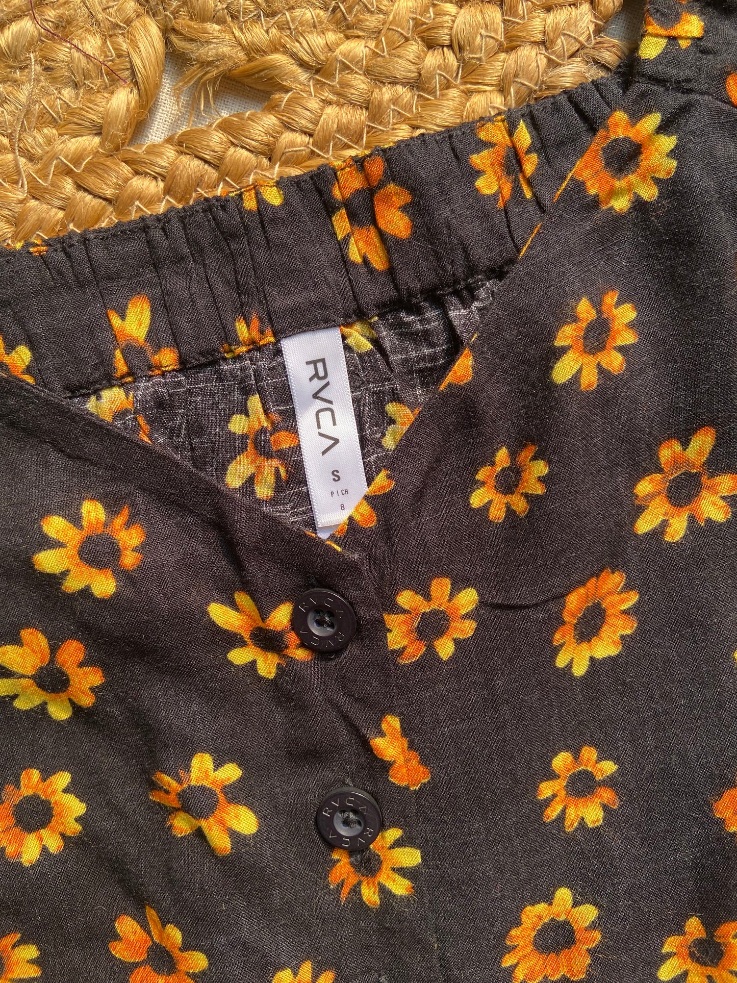 Women’s Black Floral Puff Sleeve Crop Top