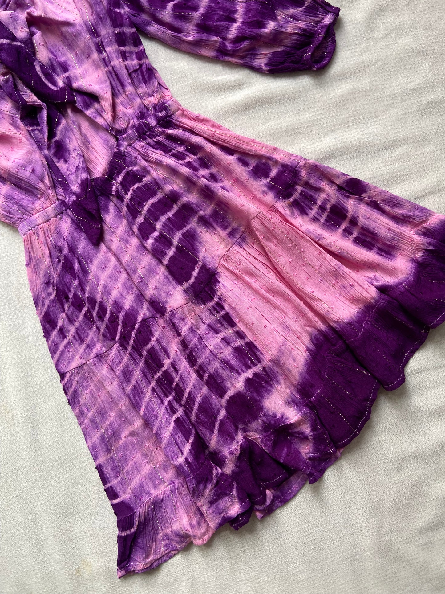 Pink And Purple Tye And Dye Mini Dress
