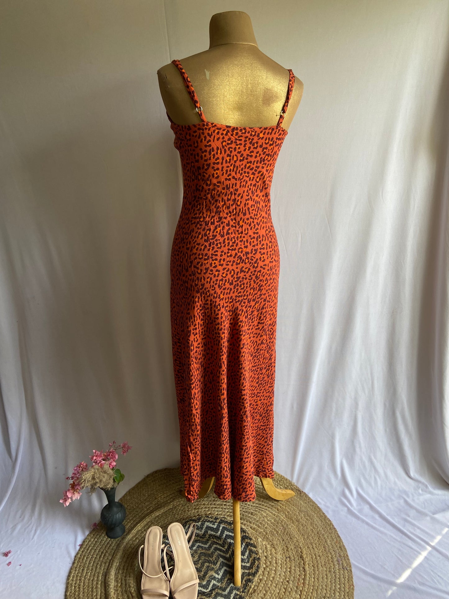 Women's Leopard Print Slip Dress – Sleeveless Bodycon Maxi