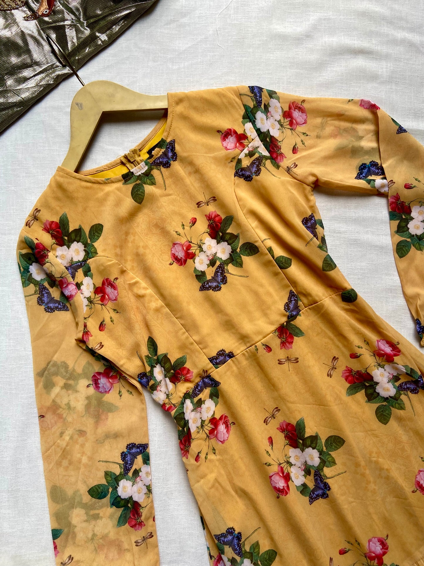 Mustard Floral Maxi Dress