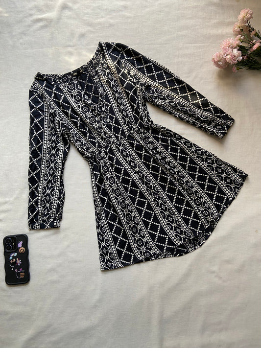 Black And White Printed Mini Dress