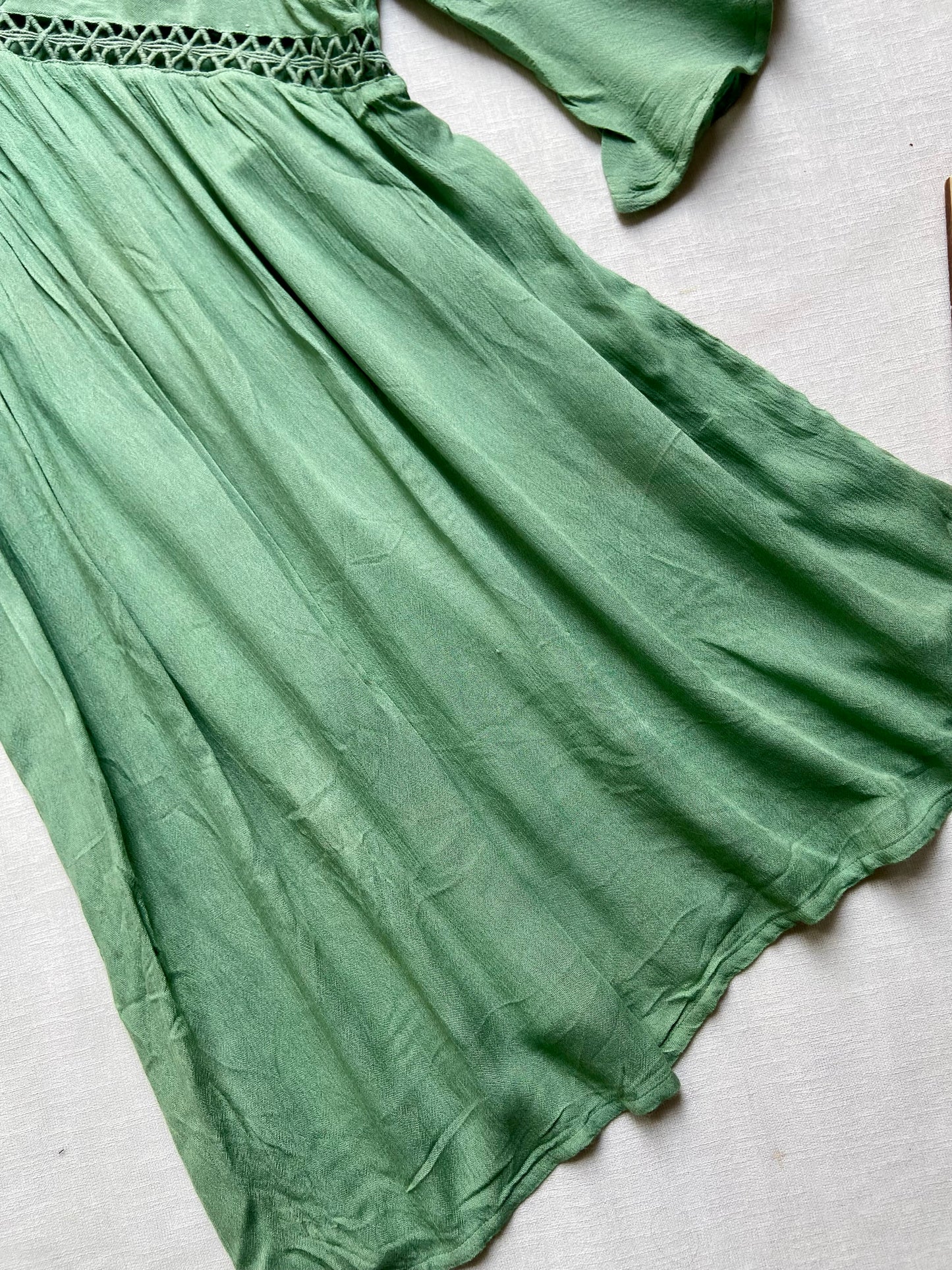 Green Lace Detailed Mini Dress