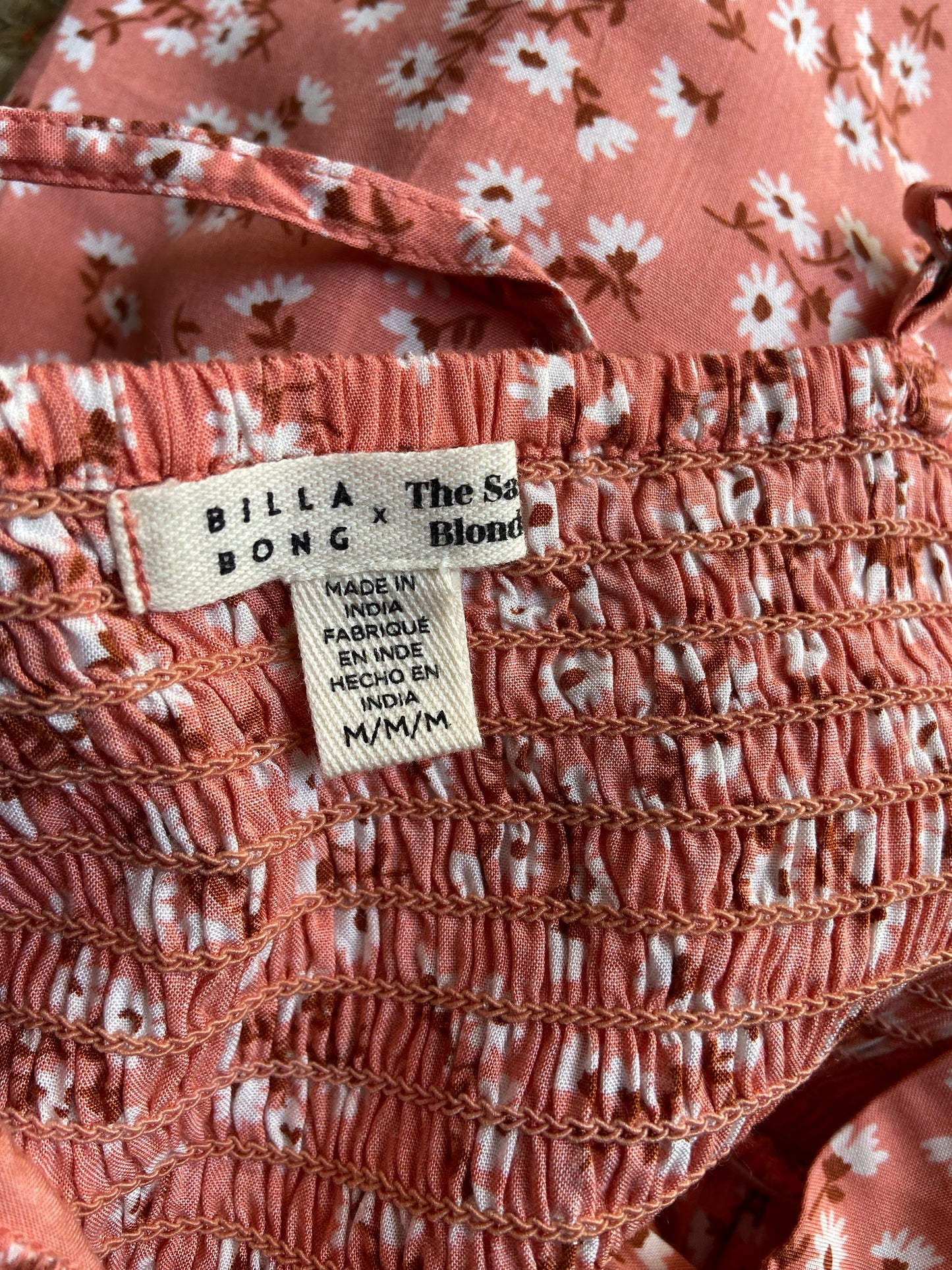 Peach Floral Spaghetti Strap Mini Dress with Sweetheart Neckline