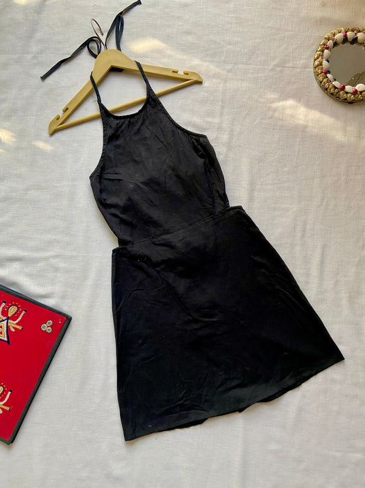 Black Halter Neck Mini Dress for Women