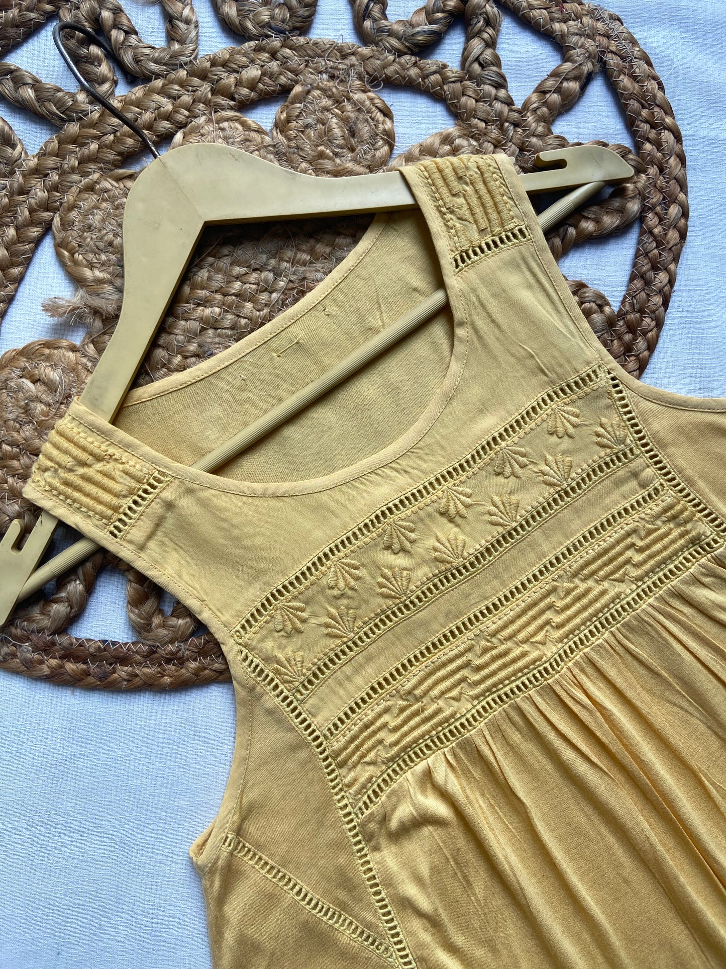 Mustard Yellow Sleeveless Boho Top for Women