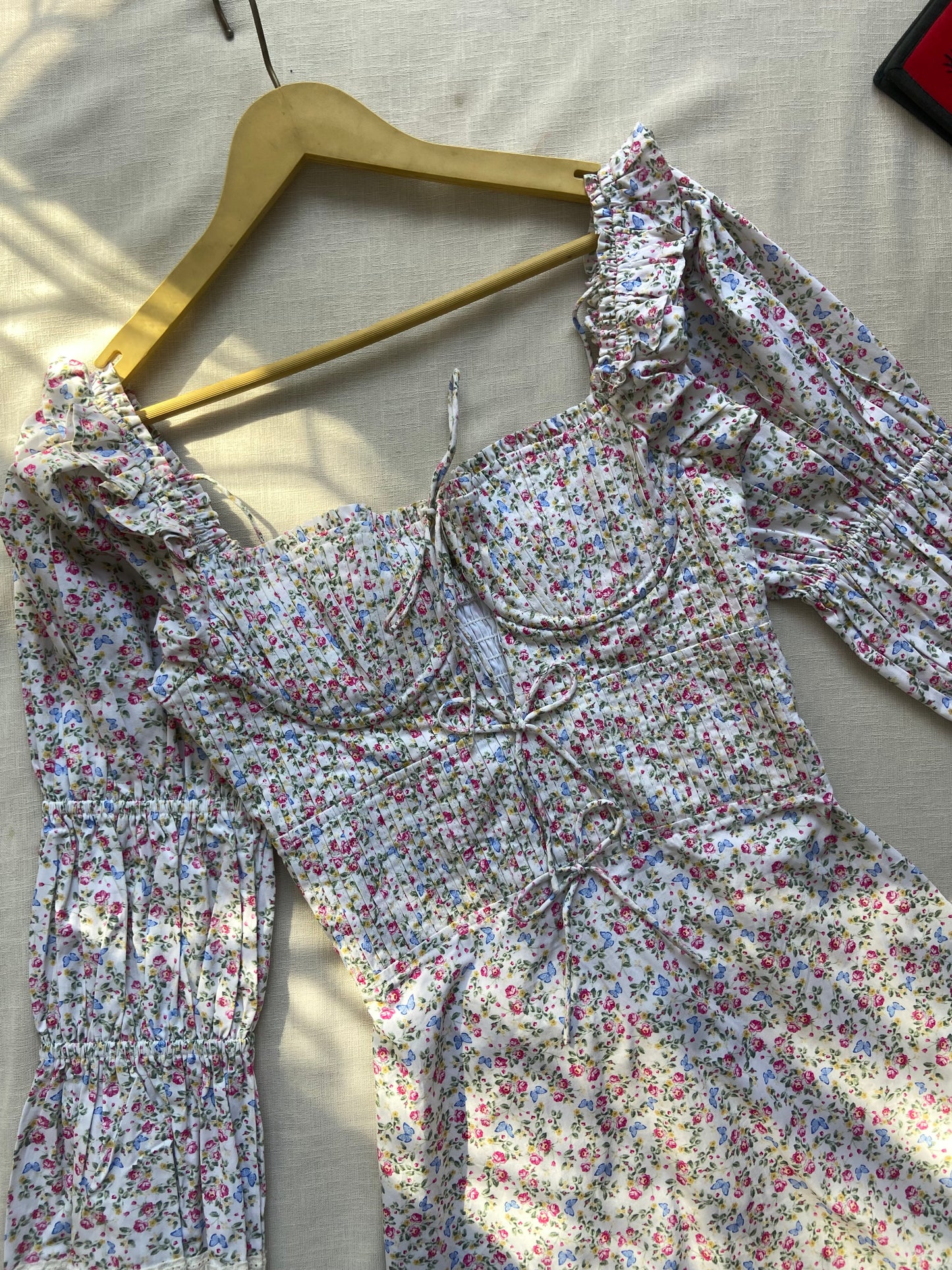 Floral Smocked Mini Dress with Puff Sleeves