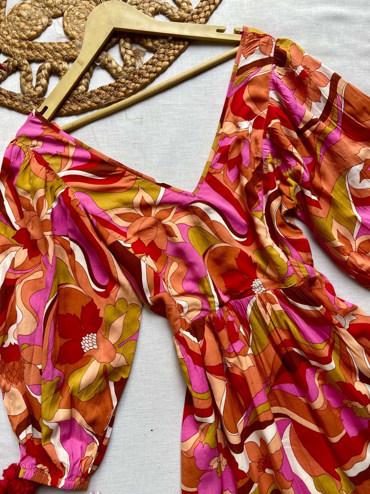 Floral V Neck Maxi Dress