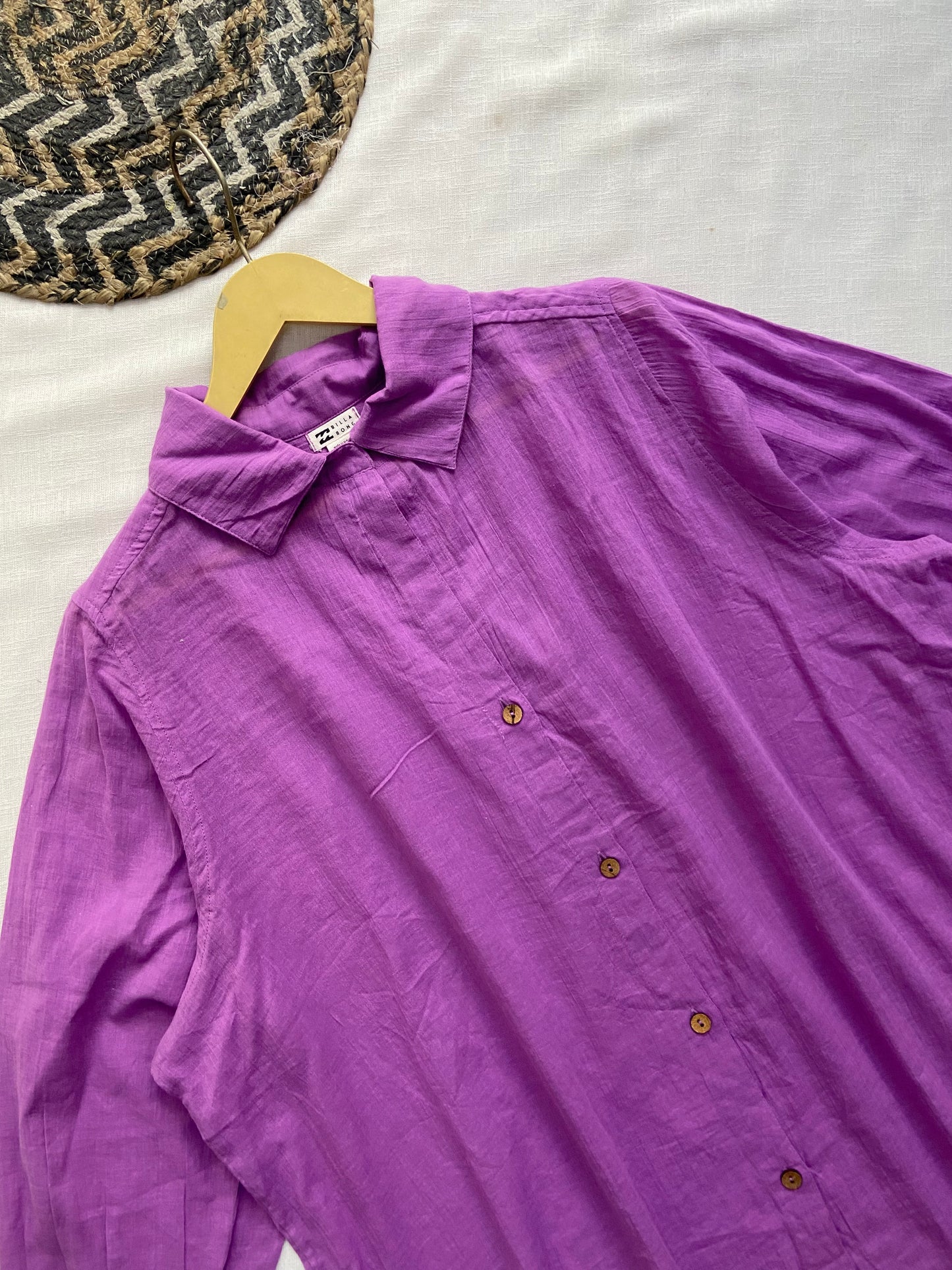 Violet Aura Bow-Collar Shirt