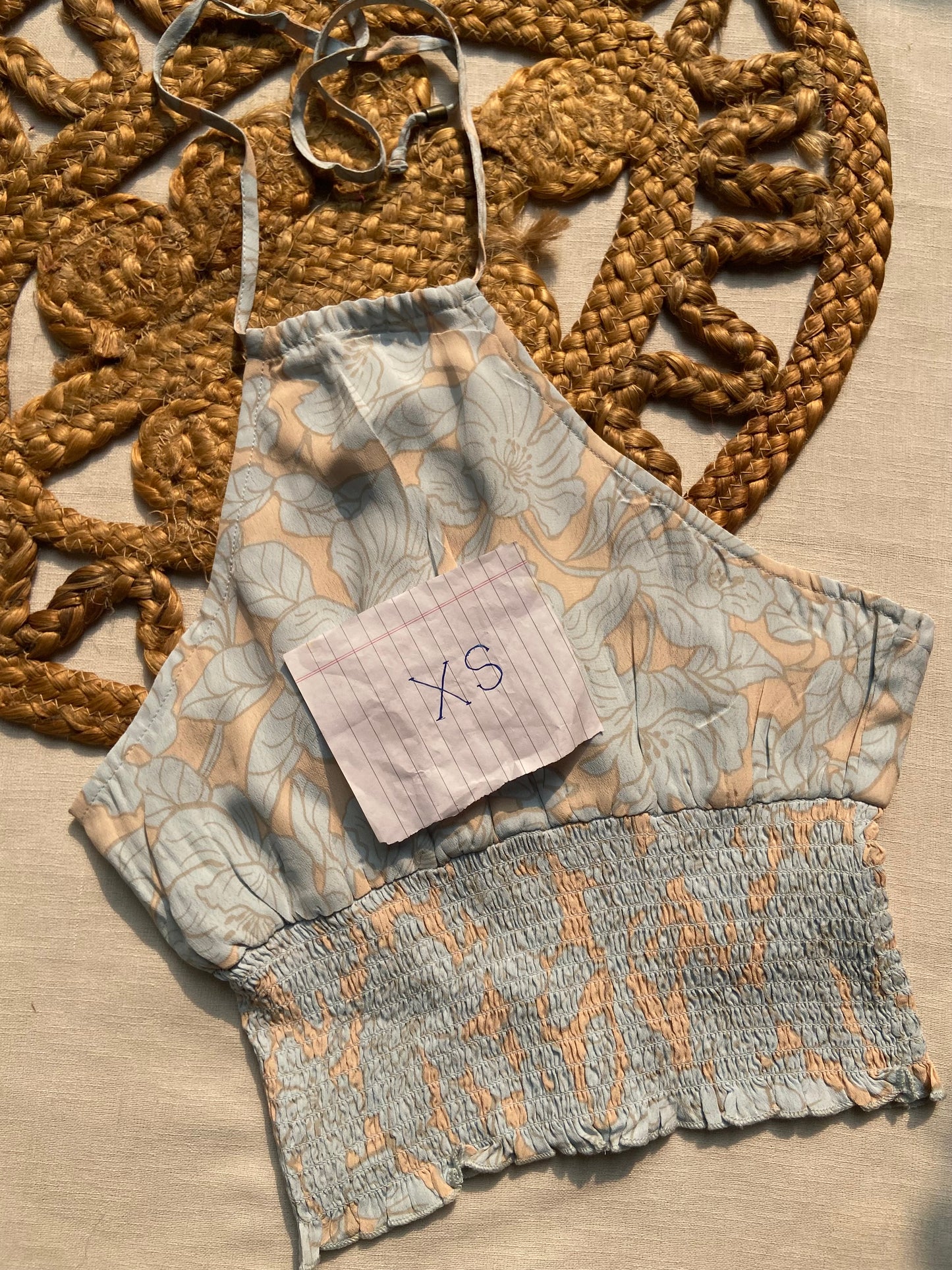 Breezeleaf Smocked Halter Crop Top