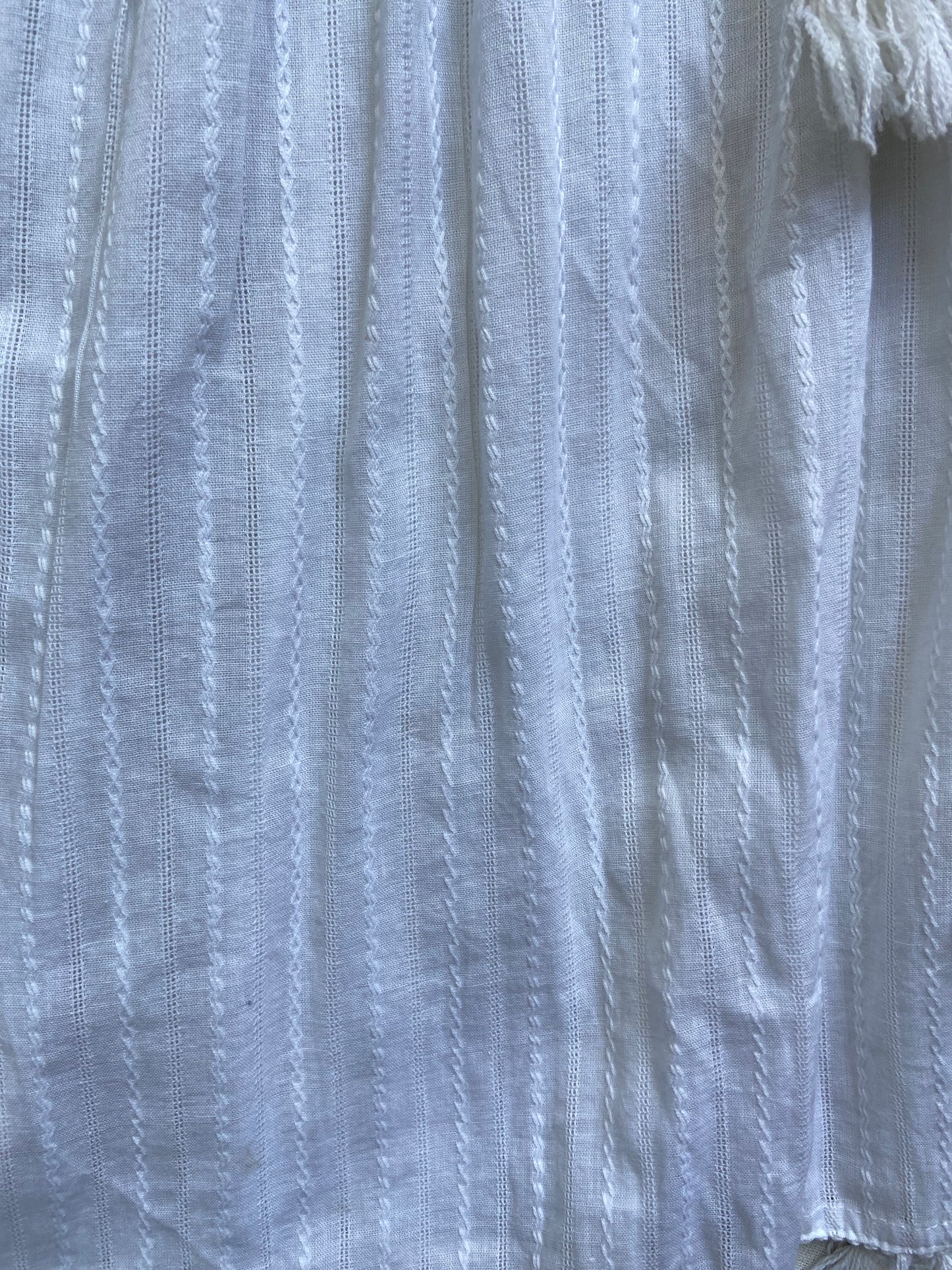 Elegant White Embroidered Boho Tunic with Tassels