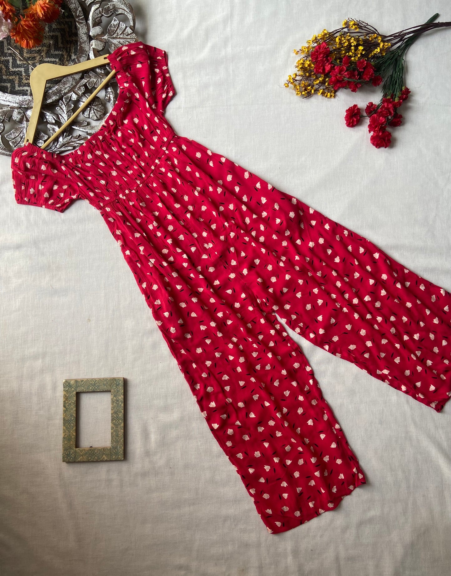 Red Floral Jumpsuit