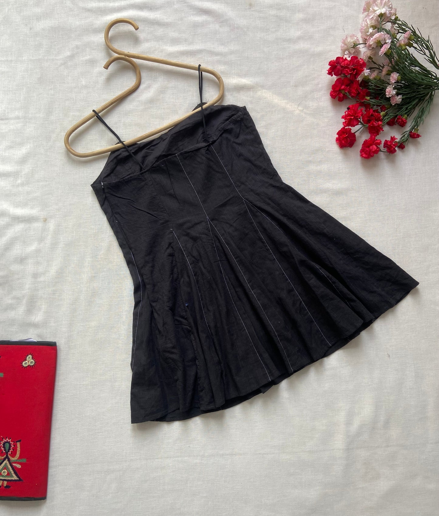 Black Spaghetti Strap A-Line Mini Dress