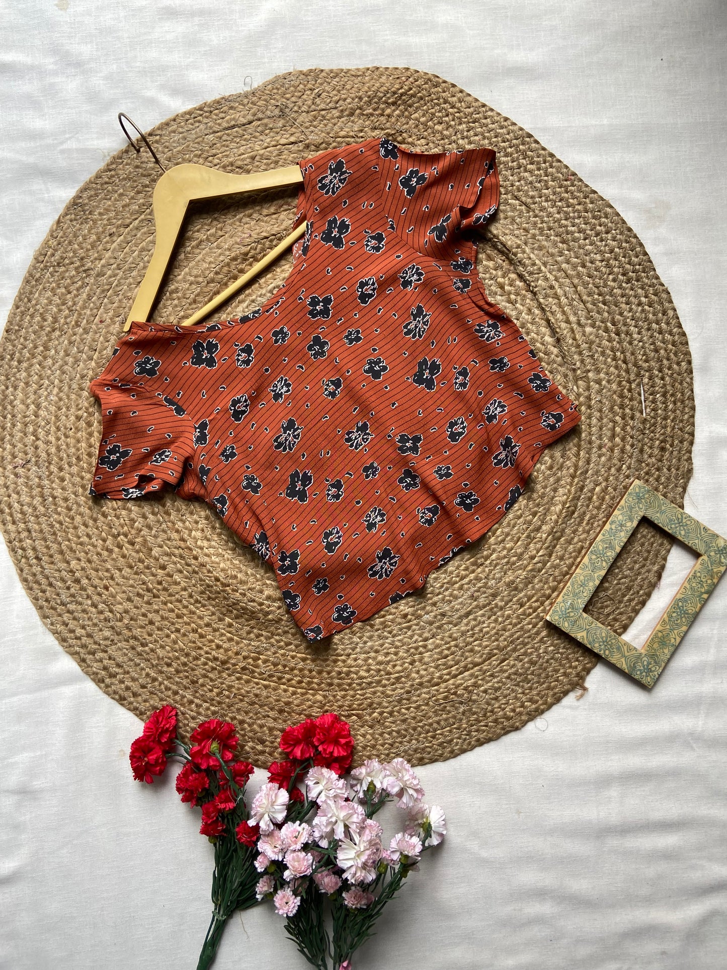 Rust Floral Printed Crop Top