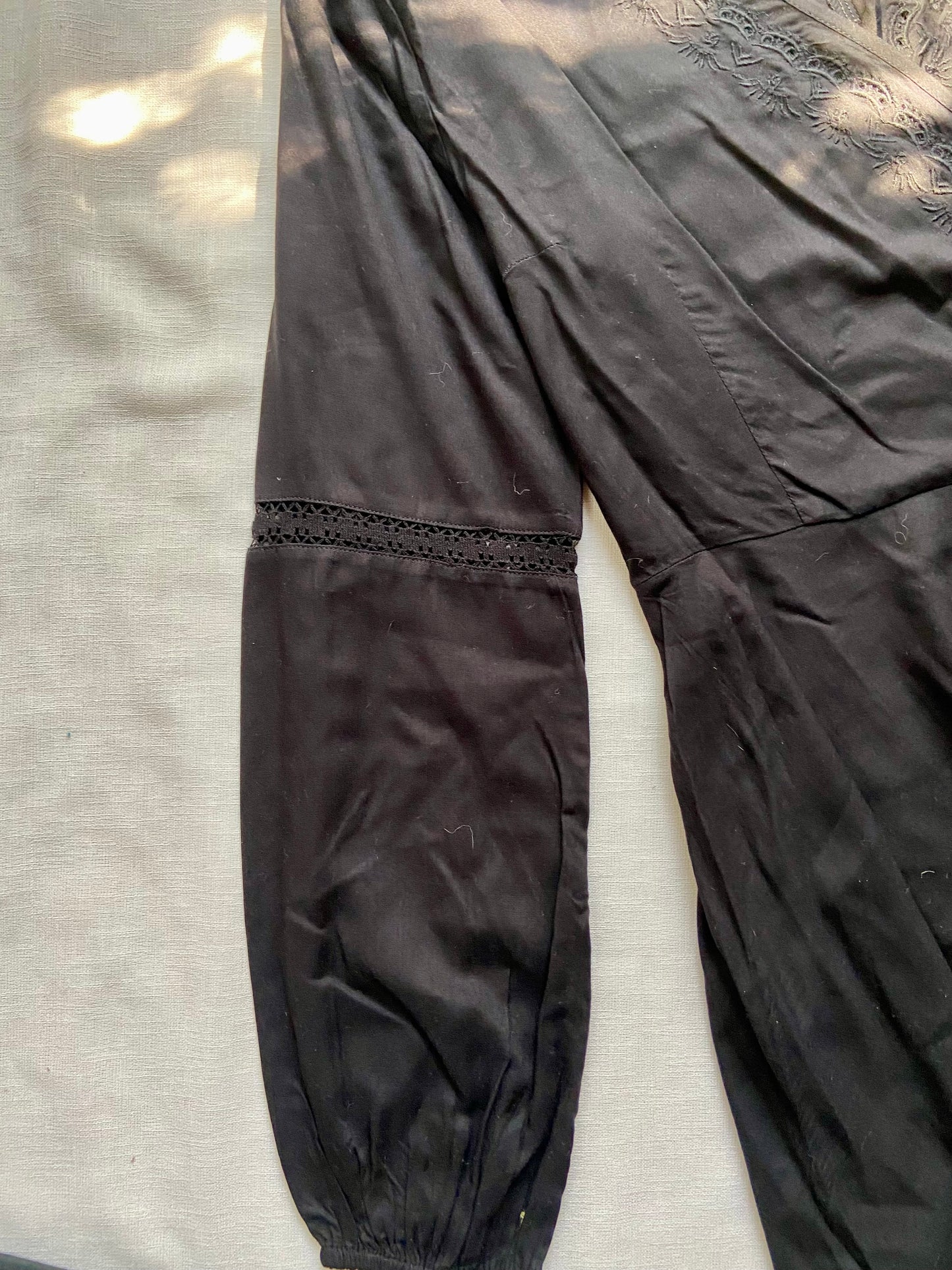 Black V-Neck Full Sleeve Romper for Women