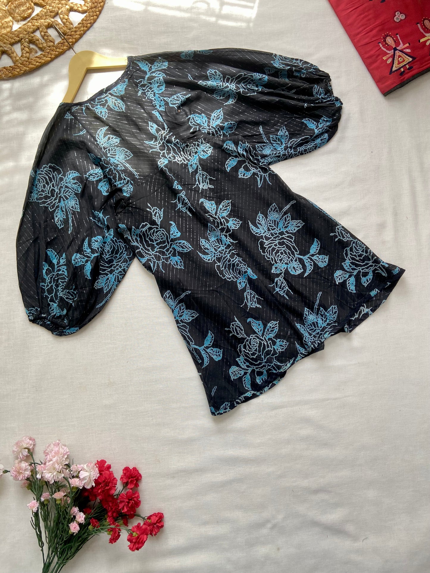 Black Floral Lurex Beach Dress