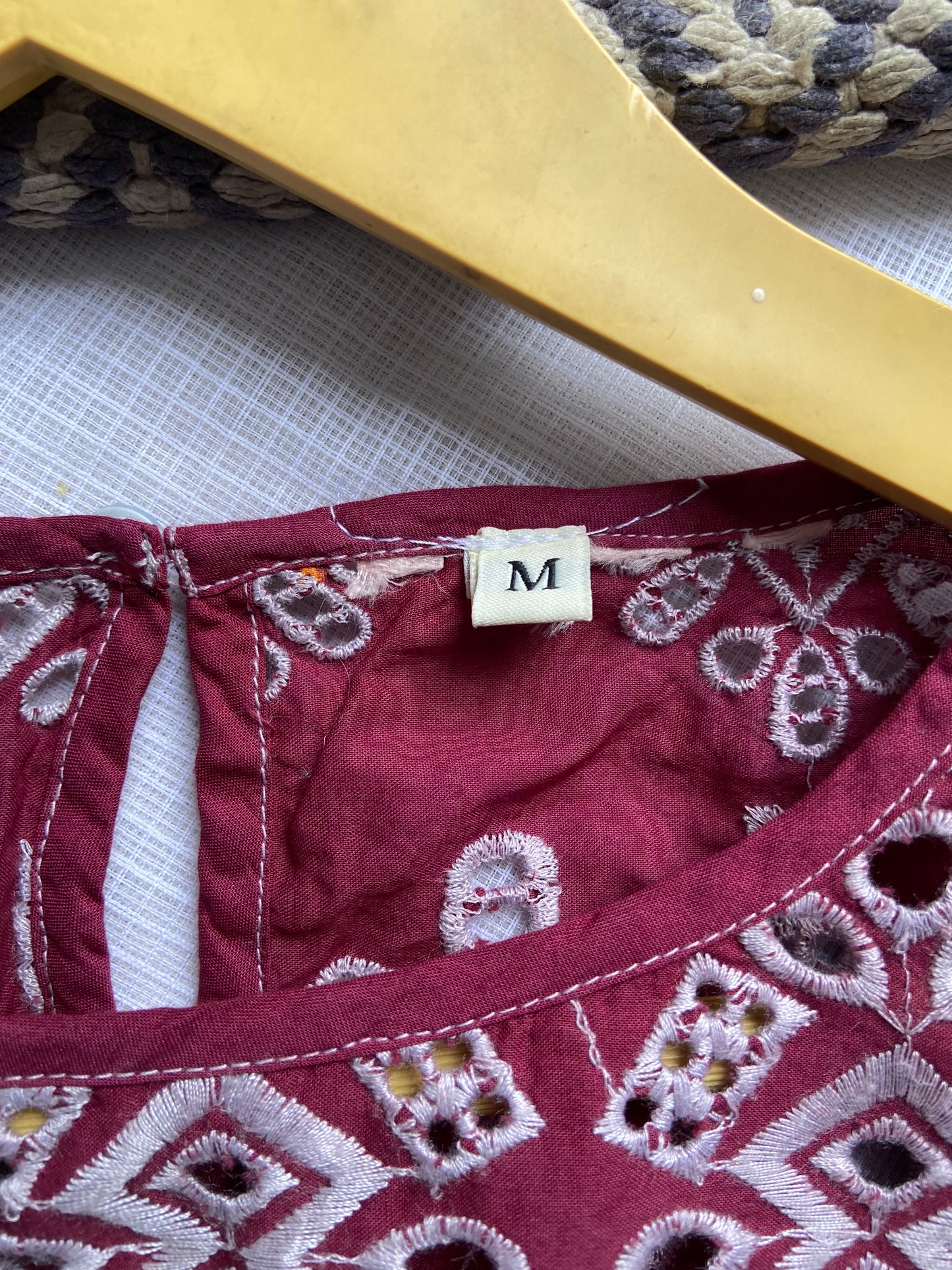 Maroon Embroidered Peplum Co-ord Set with Ruffle Detail