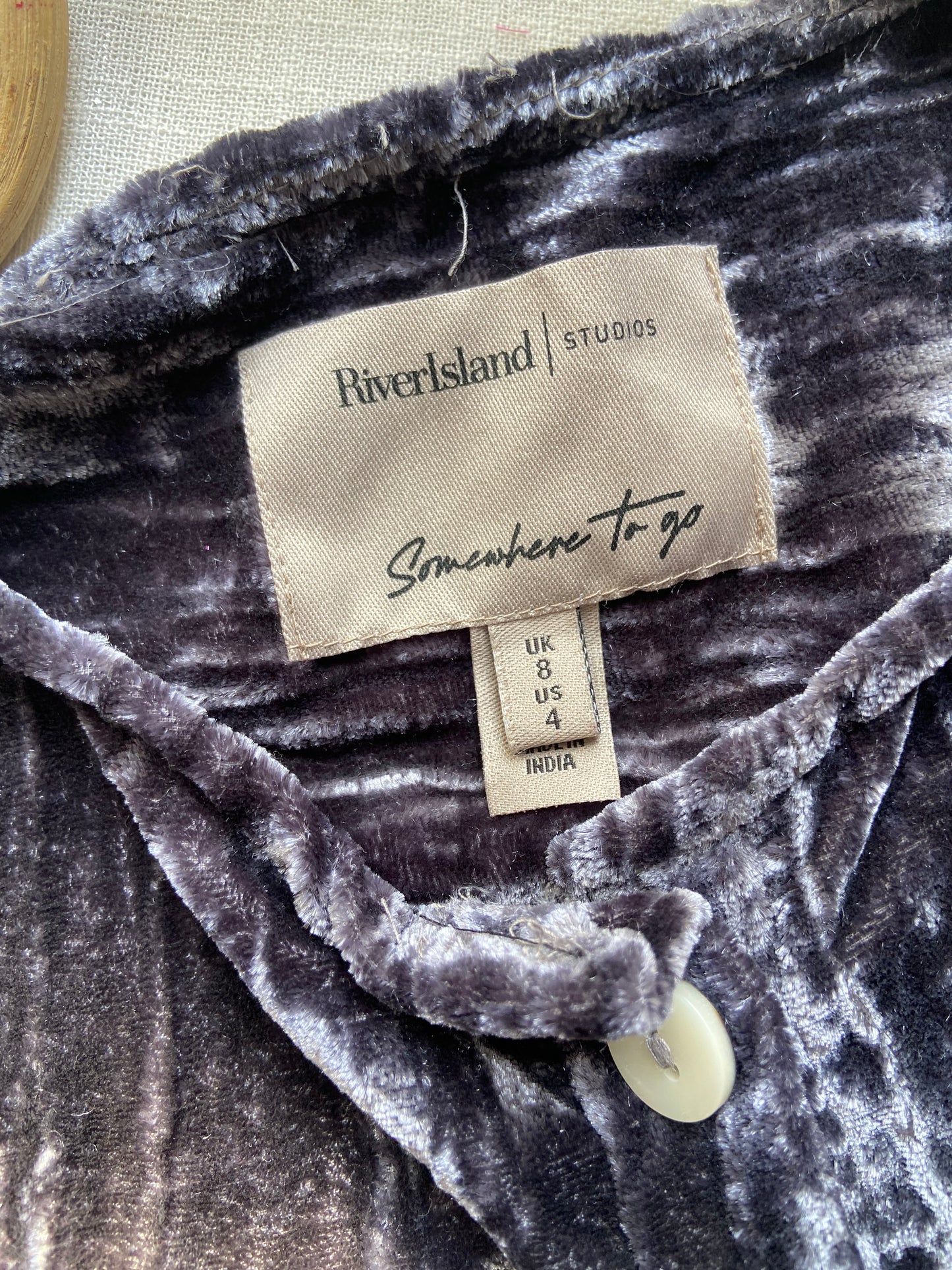 Crushed Velvet Button Down Top