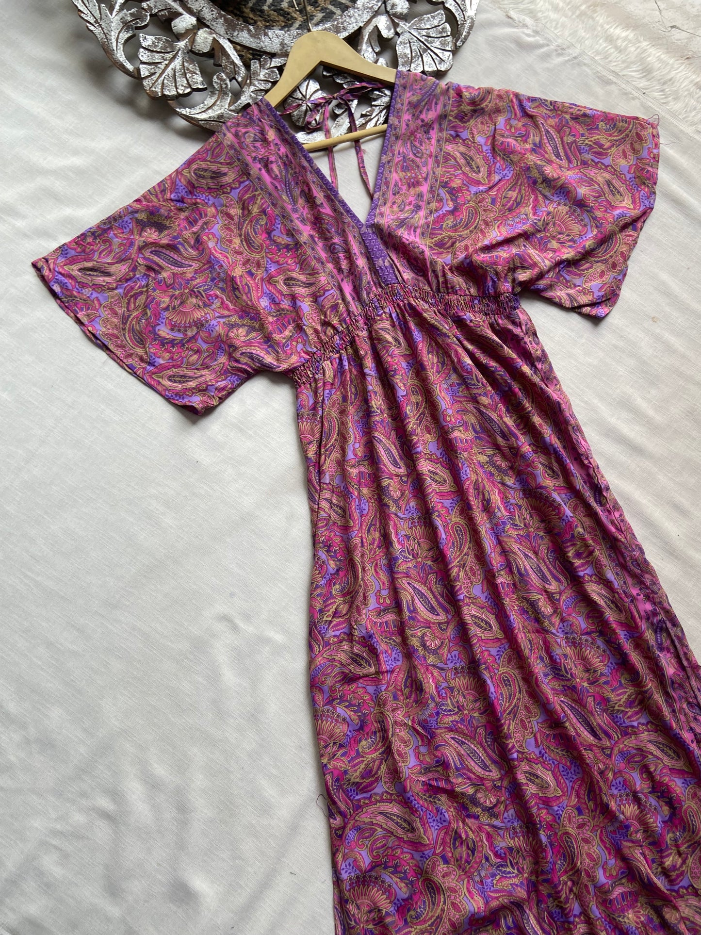 Pink Floral Boho Maxi Dress