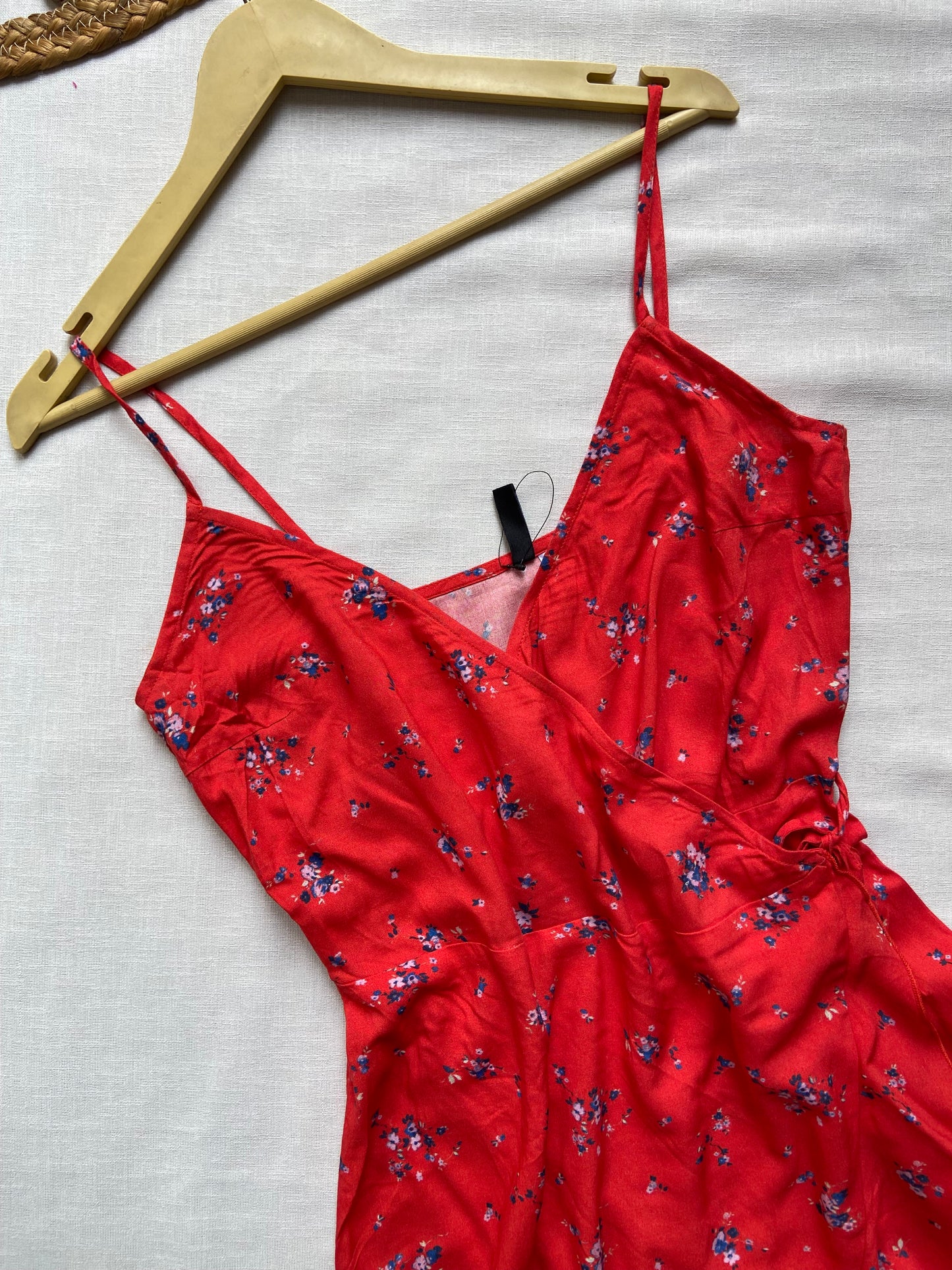 Women's Red Floral Spaghetti Strap Summer Dress