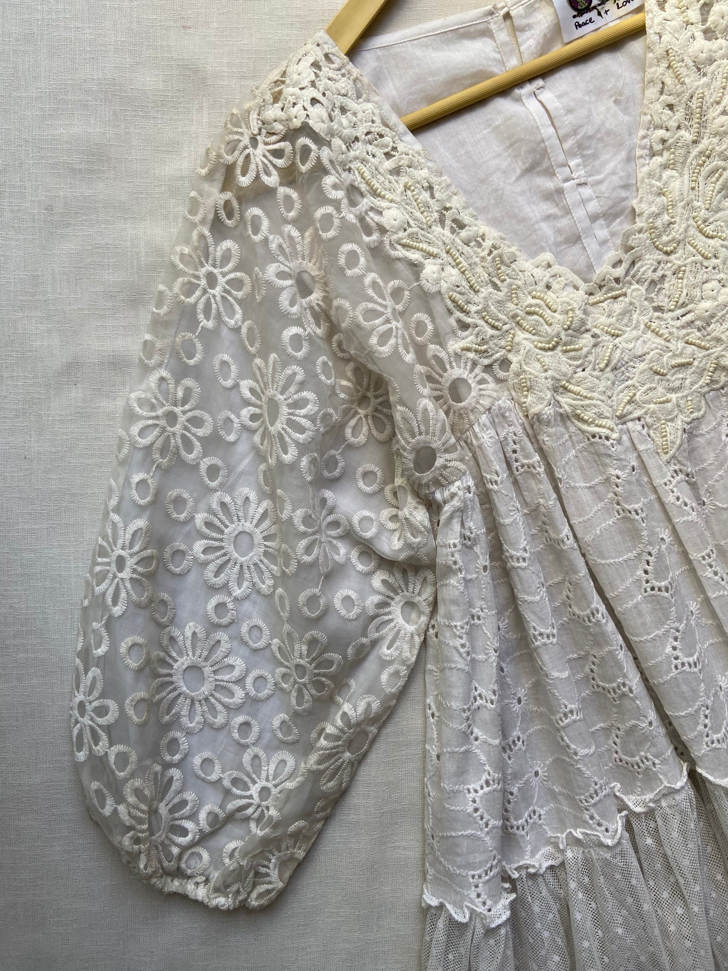 Off White Mesh Mini Dress