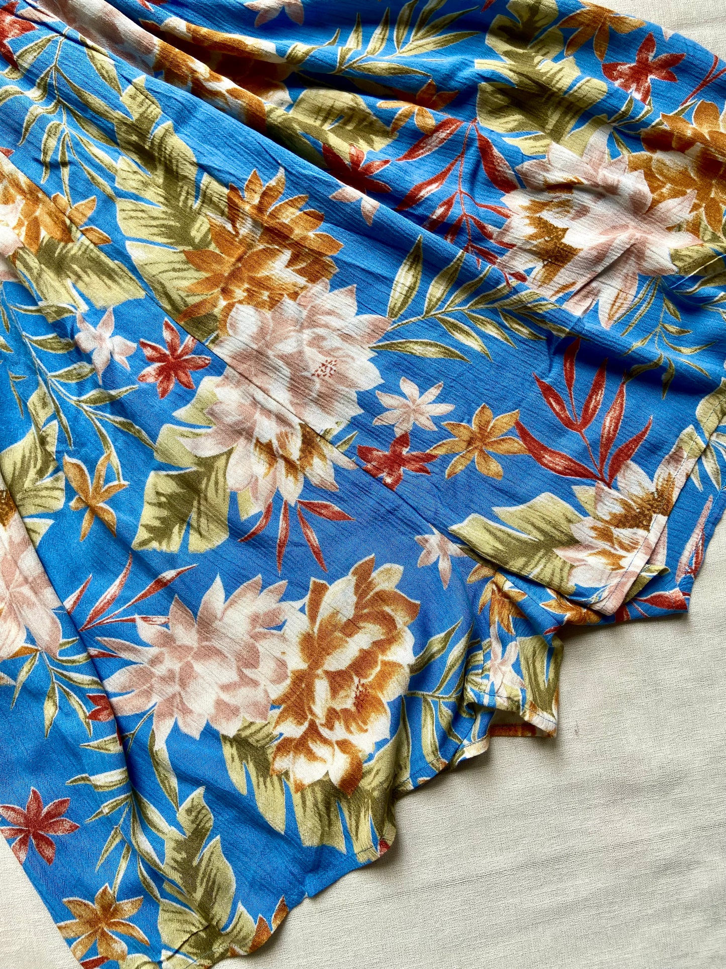 Blue Floral Spaghetti Strap Summer Dress