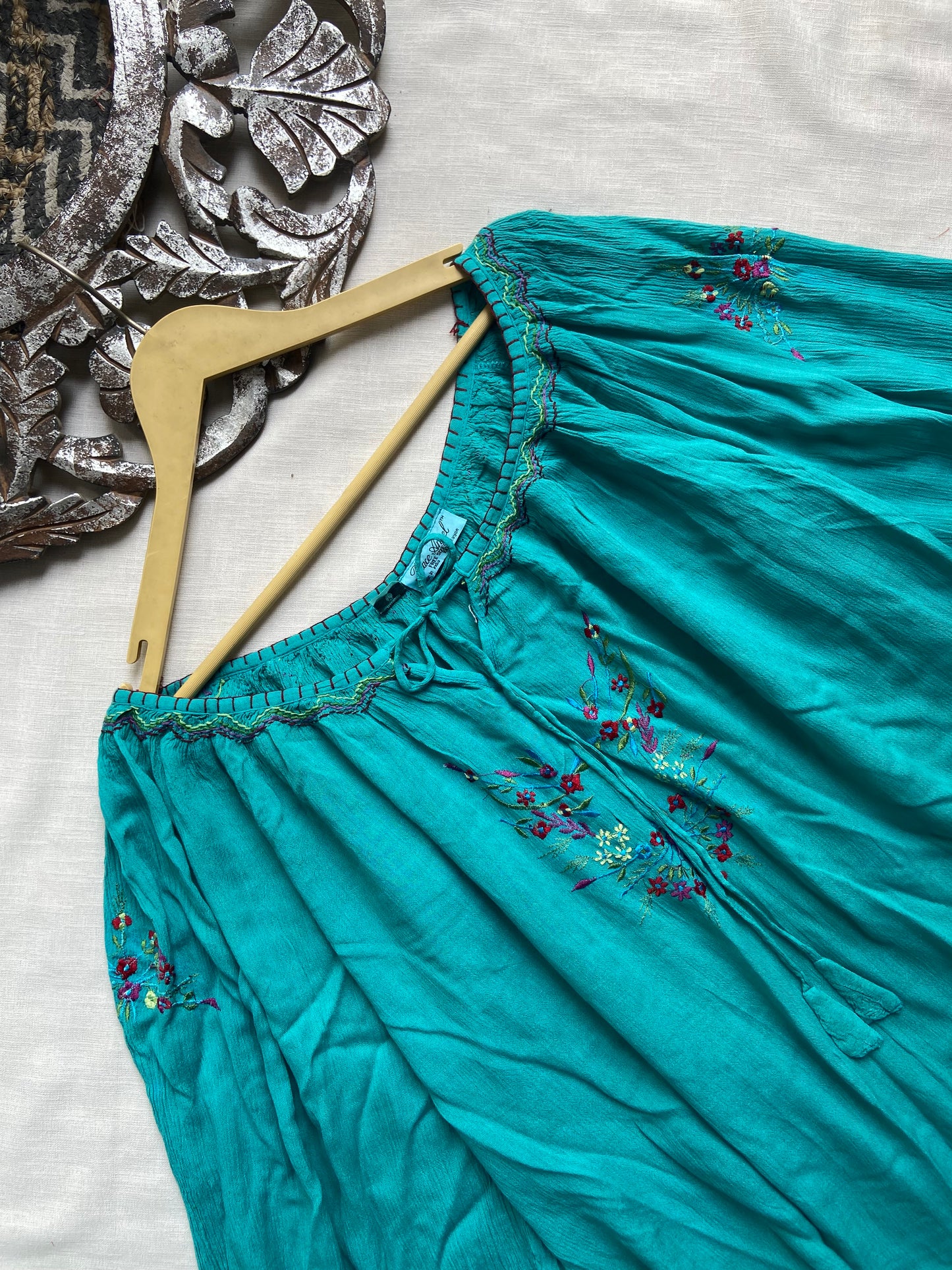 Sea green boho top