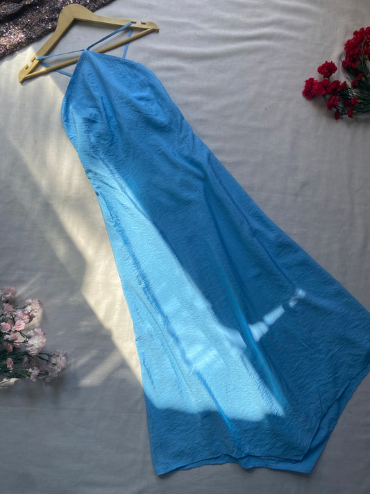 Azure Breeze Halter Maxi Dress