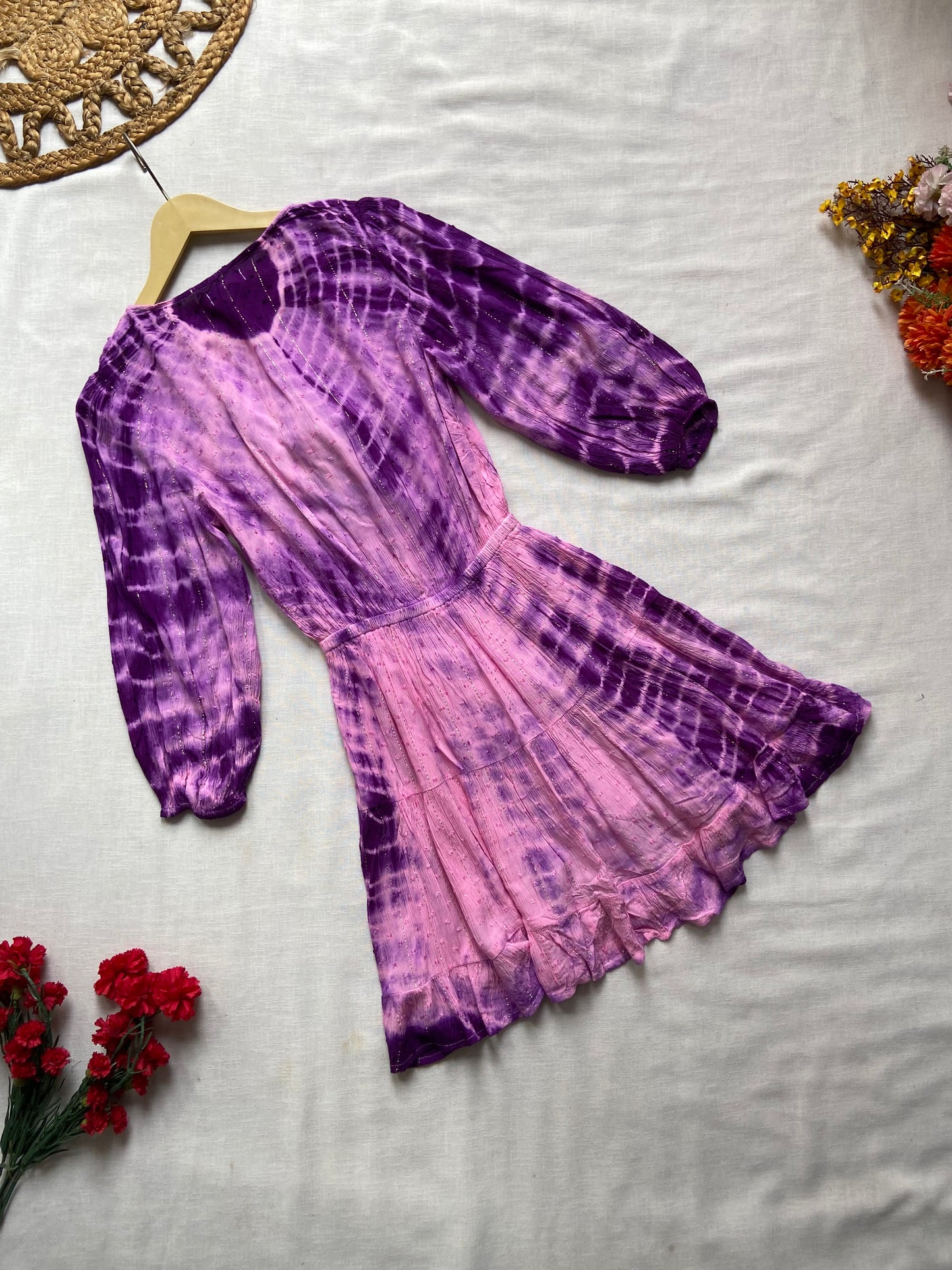 Pink And Purple Tye And Dye Mini Dress