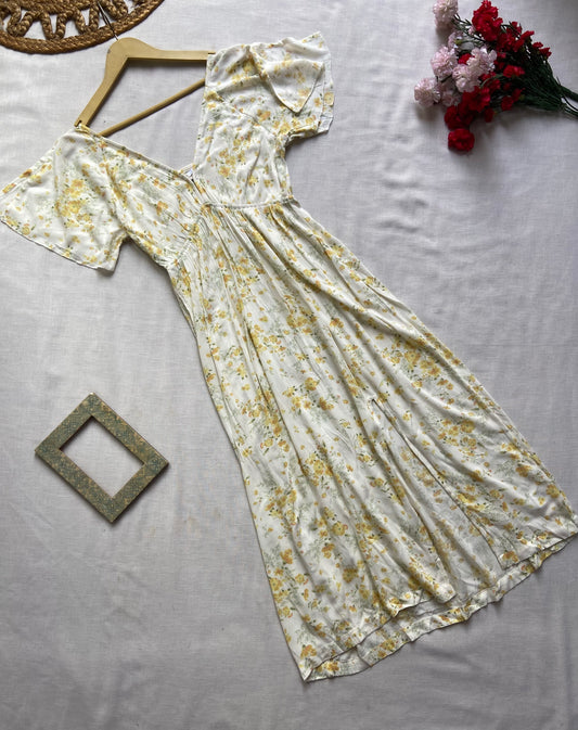 White and Yellow Floral Maxi