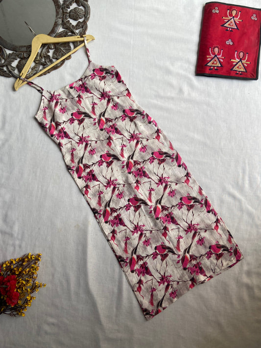 Strap Pattern Floral Kurta