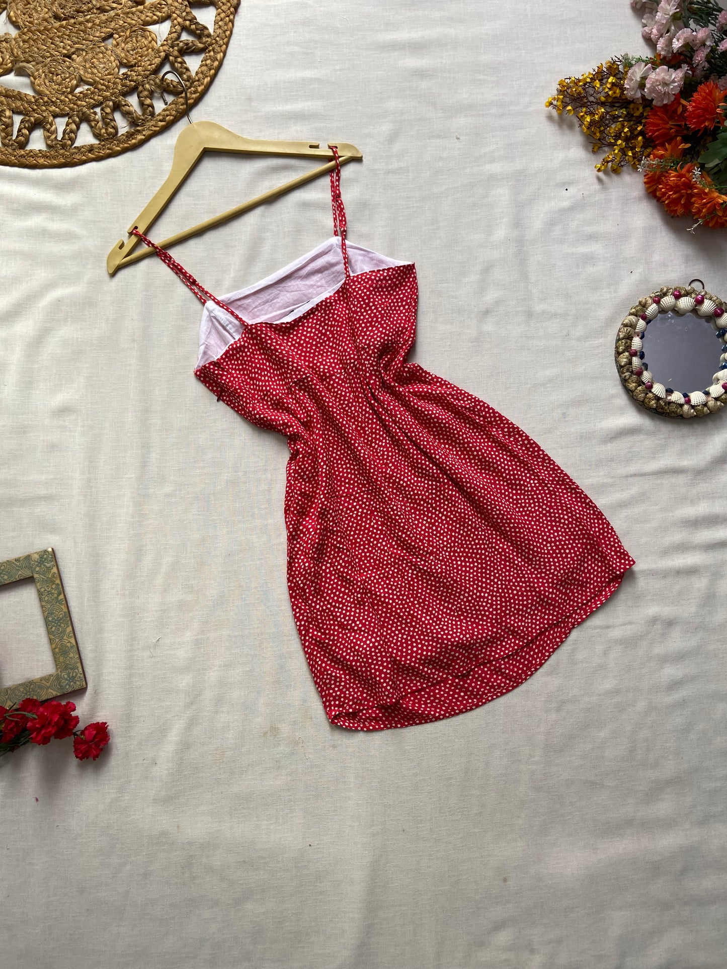 Red Printed Mini Dress