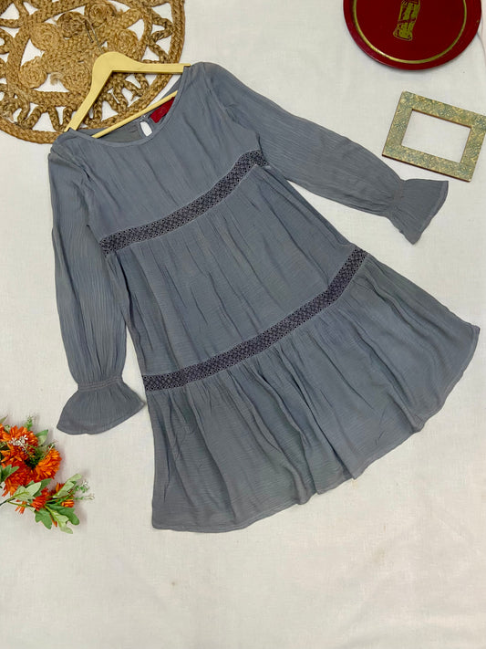 Women’s Grey Long Sleeve A-Line Mini Dress