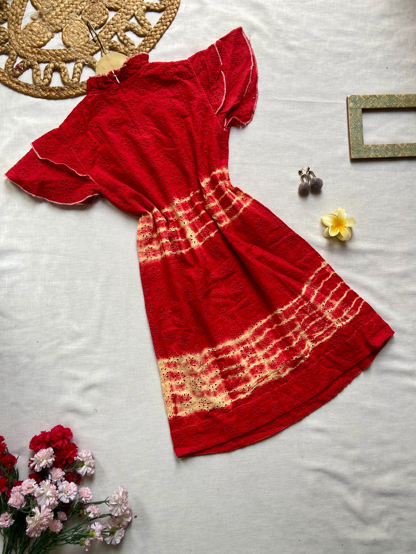 Red Tye And Dye Midi Dress