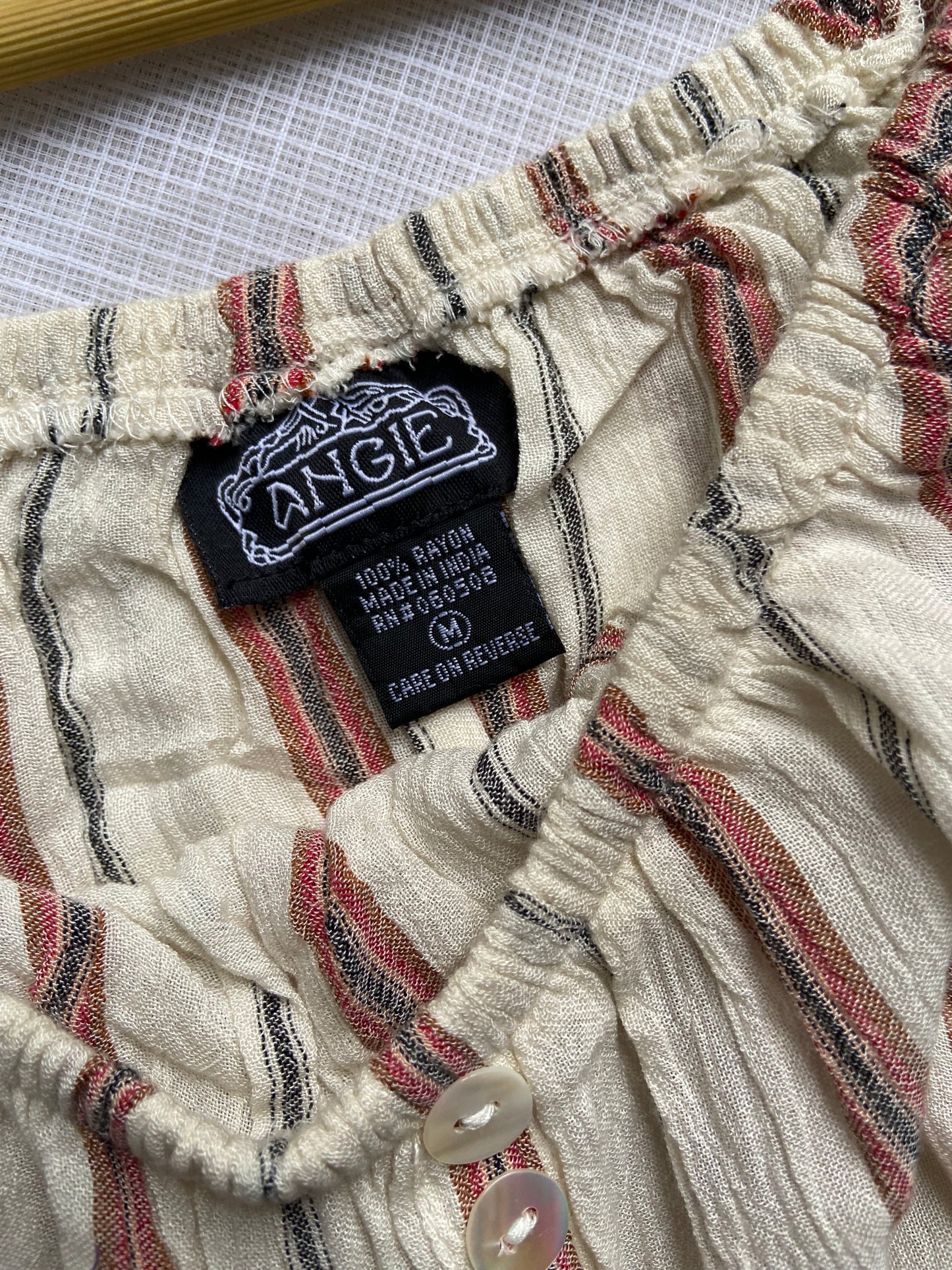 Women's Striped Off-Shoulder Crop Top with Button Detail – Boho Summer Top