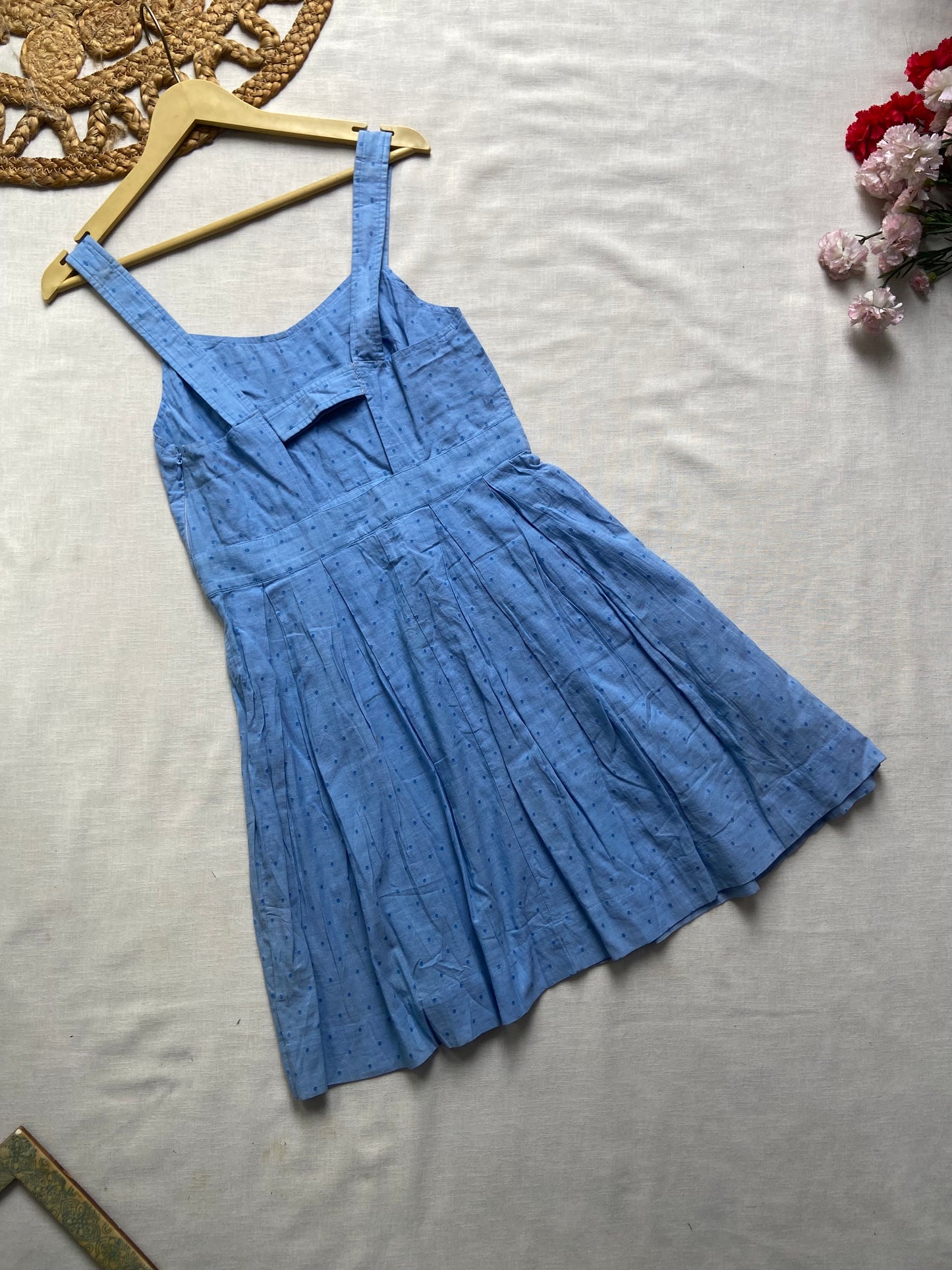 Blue Strap Cotton Mini Dress