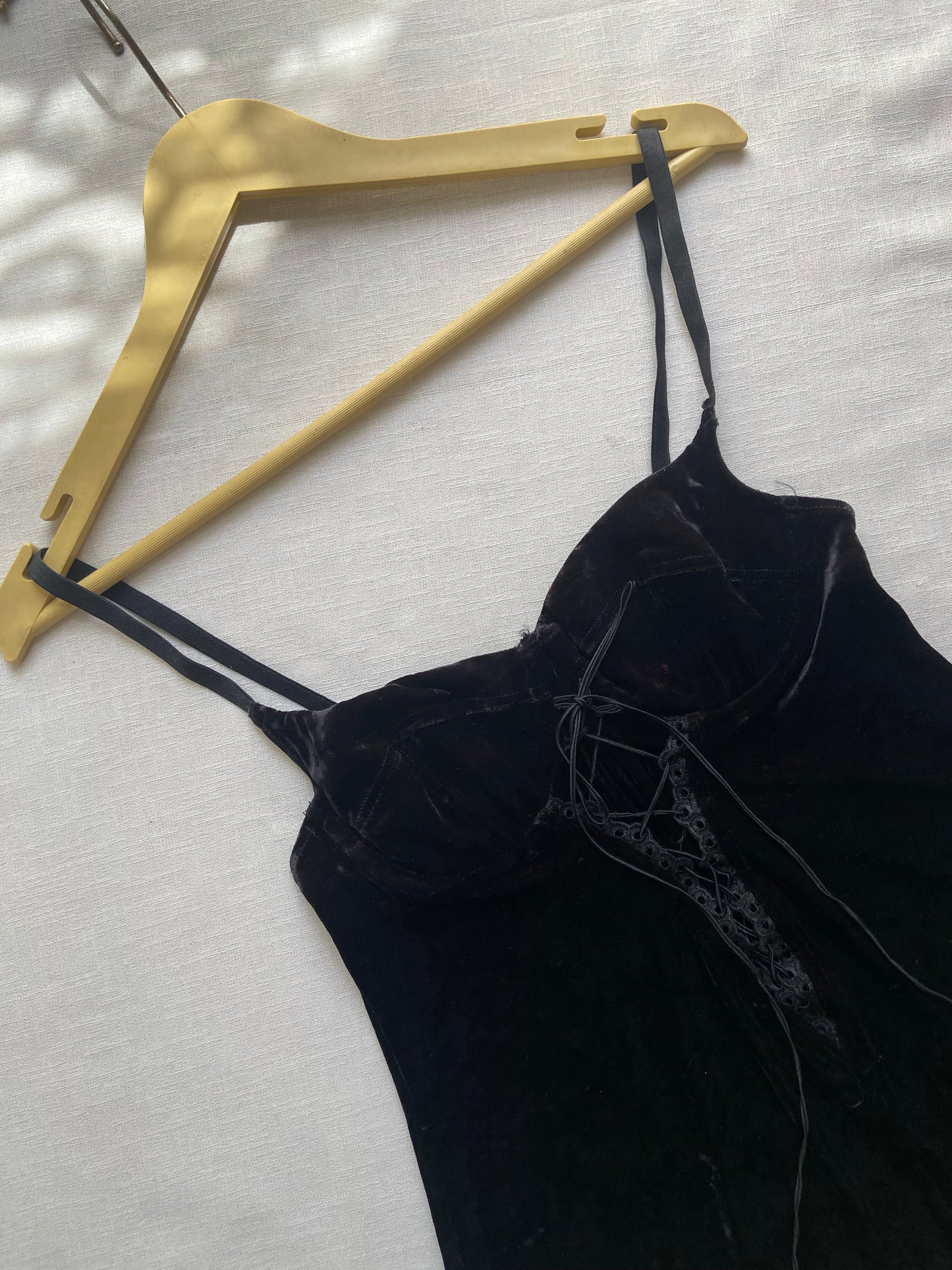 Black Velvet Spaghetti Strap Mini Dress