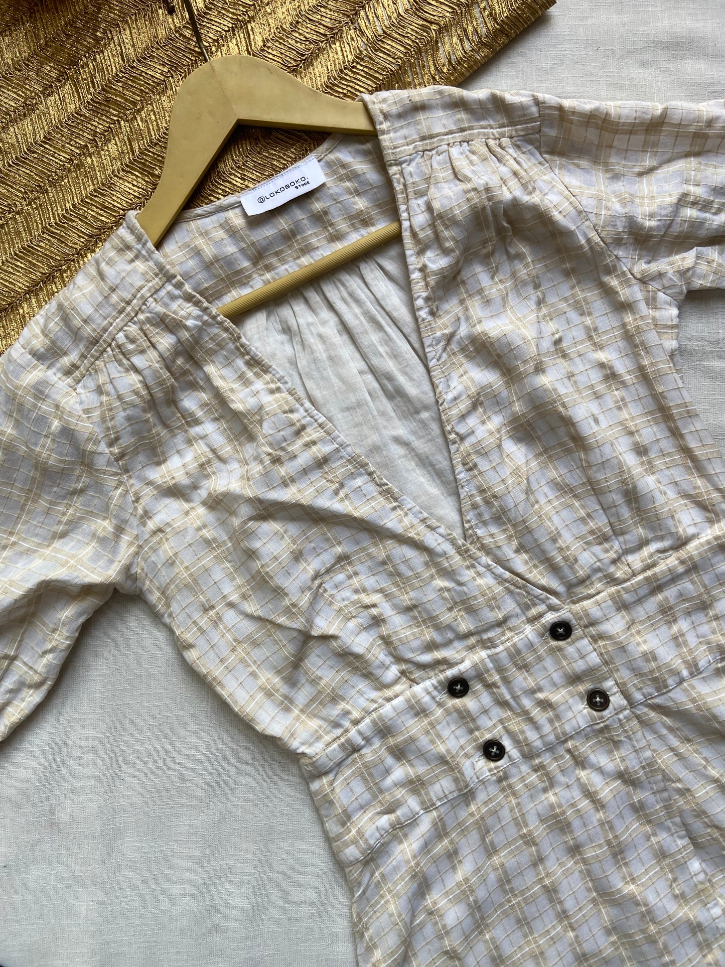 Casual Plaid Button-Detail Mini Dress