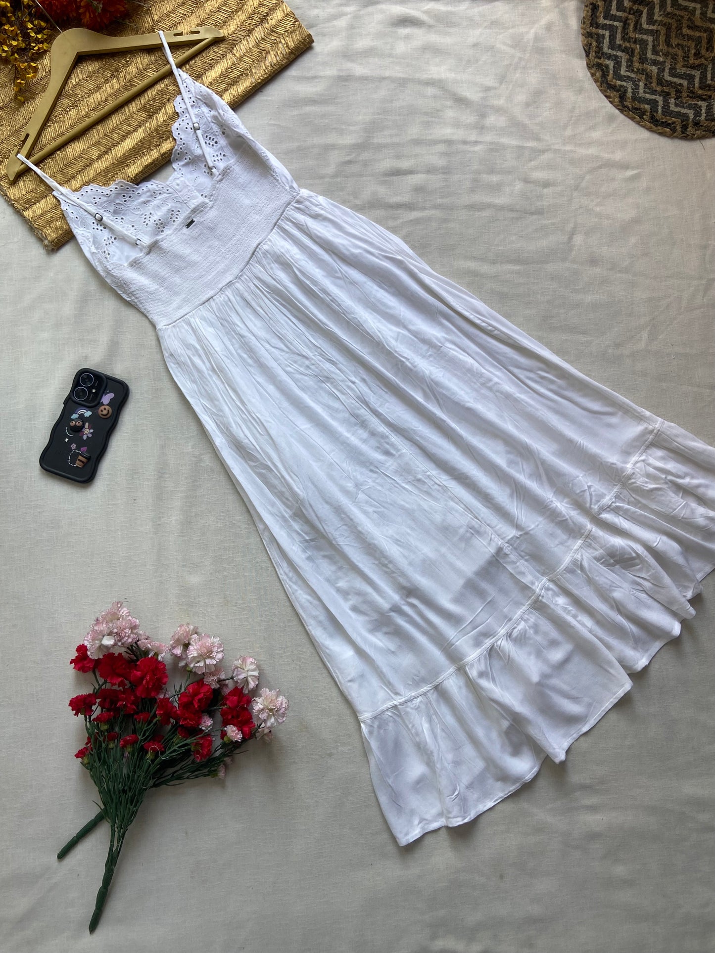 Elegant White Lace Midi Dress
