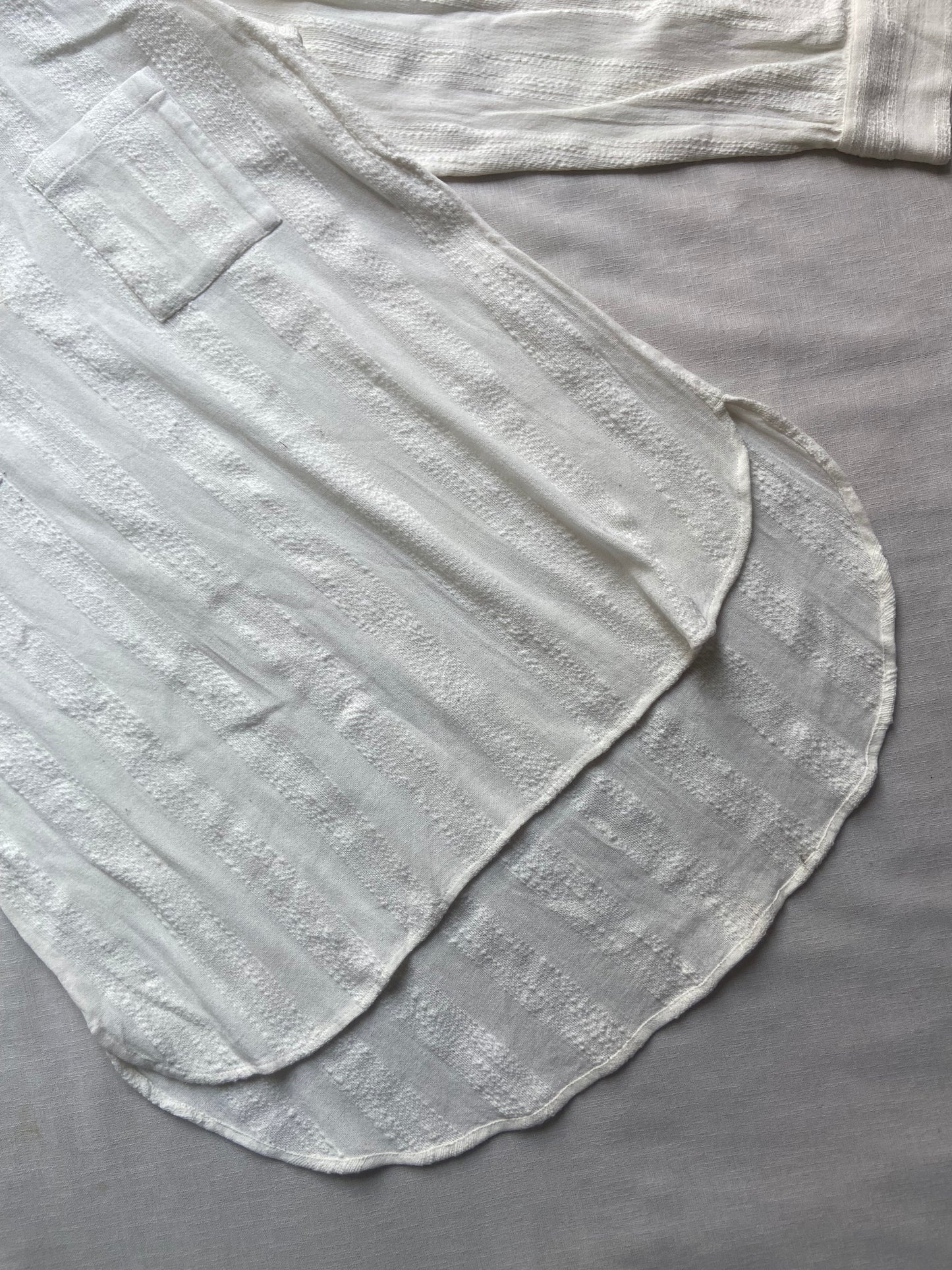 White Cotton Long Sleeve Textured Shirt for Women