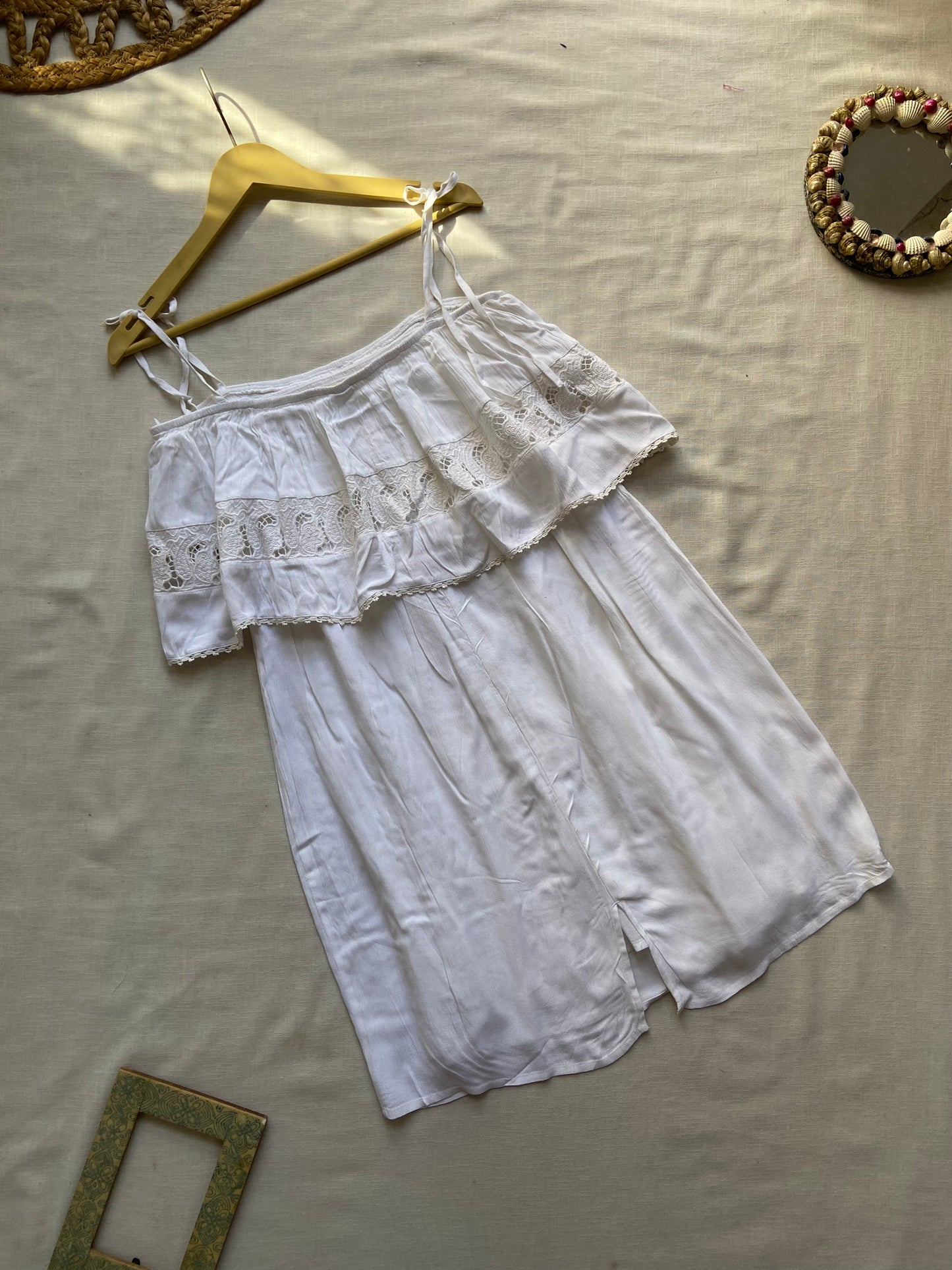 White Strappy Mini Beach Dress