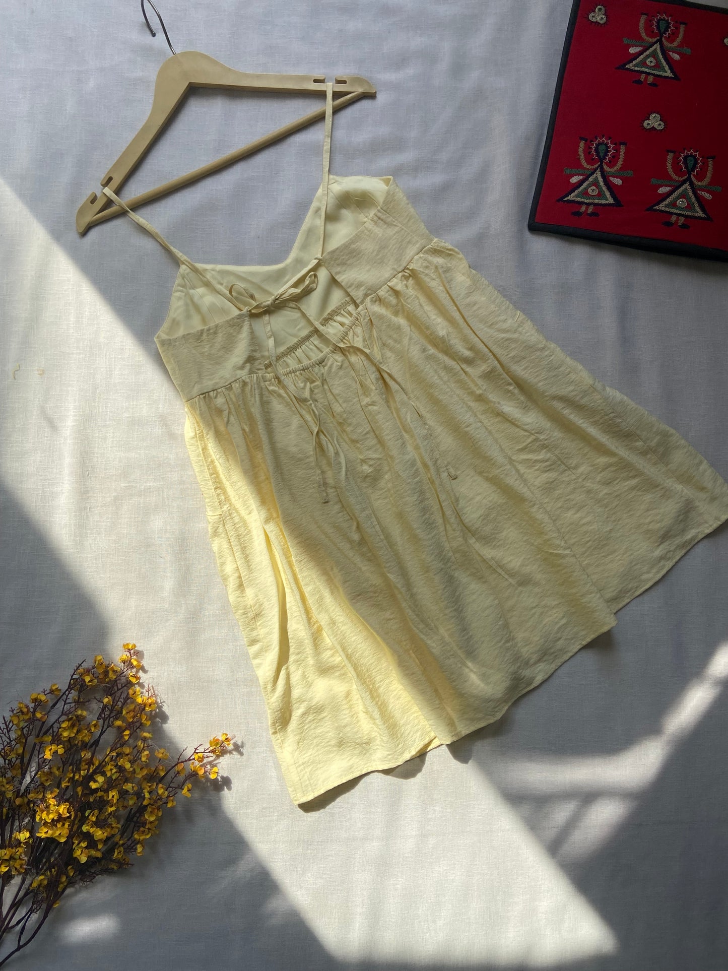 Yellow Sleeveless Summer Dress with Pockets