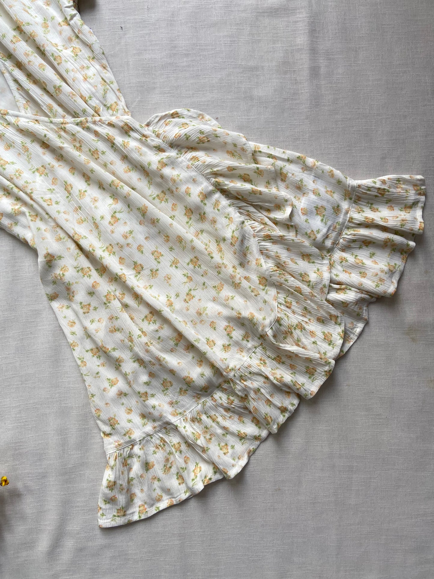 White Floral Wrap Mini Dress