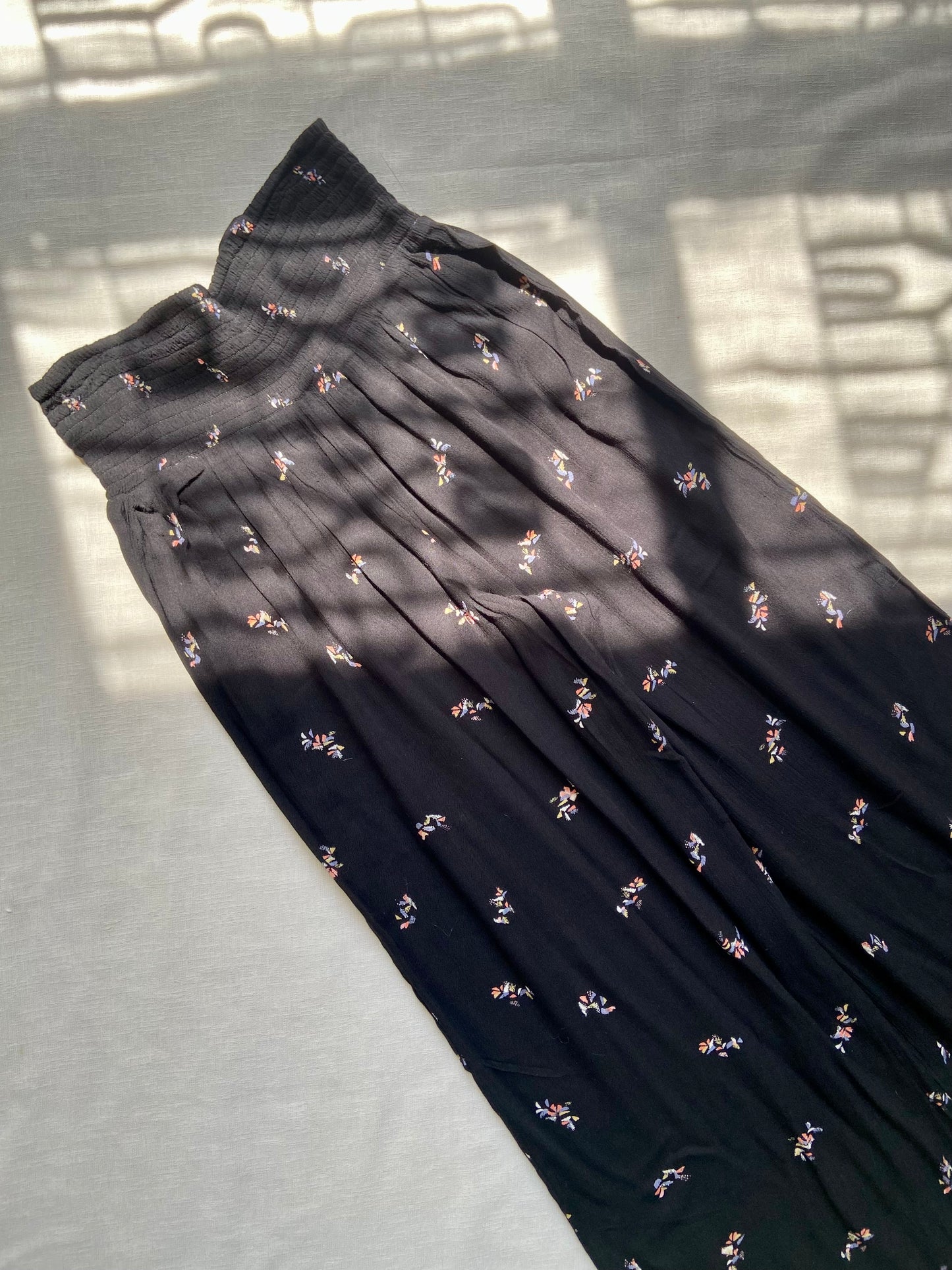 Black Floral Wide-Leg Palazzo Pants