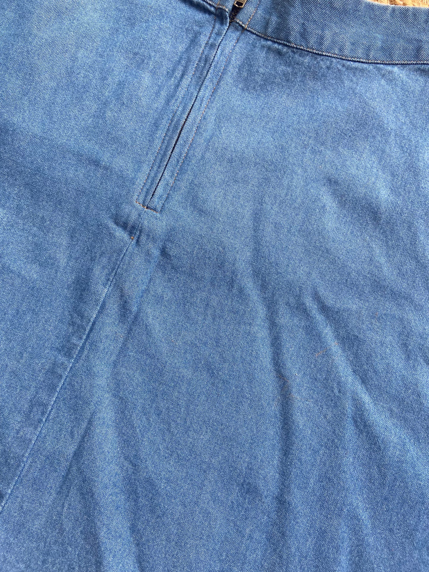 Blue Denim A-Line Mini Skirt for Women